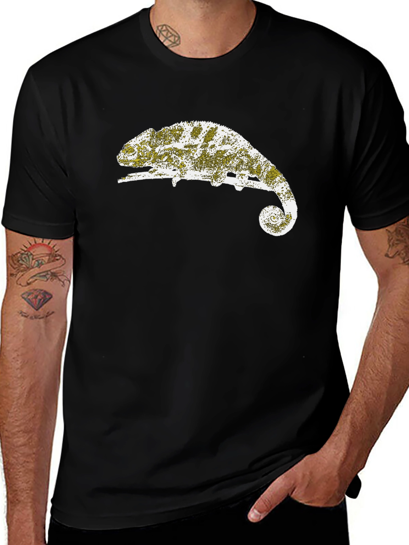 Chameleon Graphic Tee - Cool Black T-Shirt