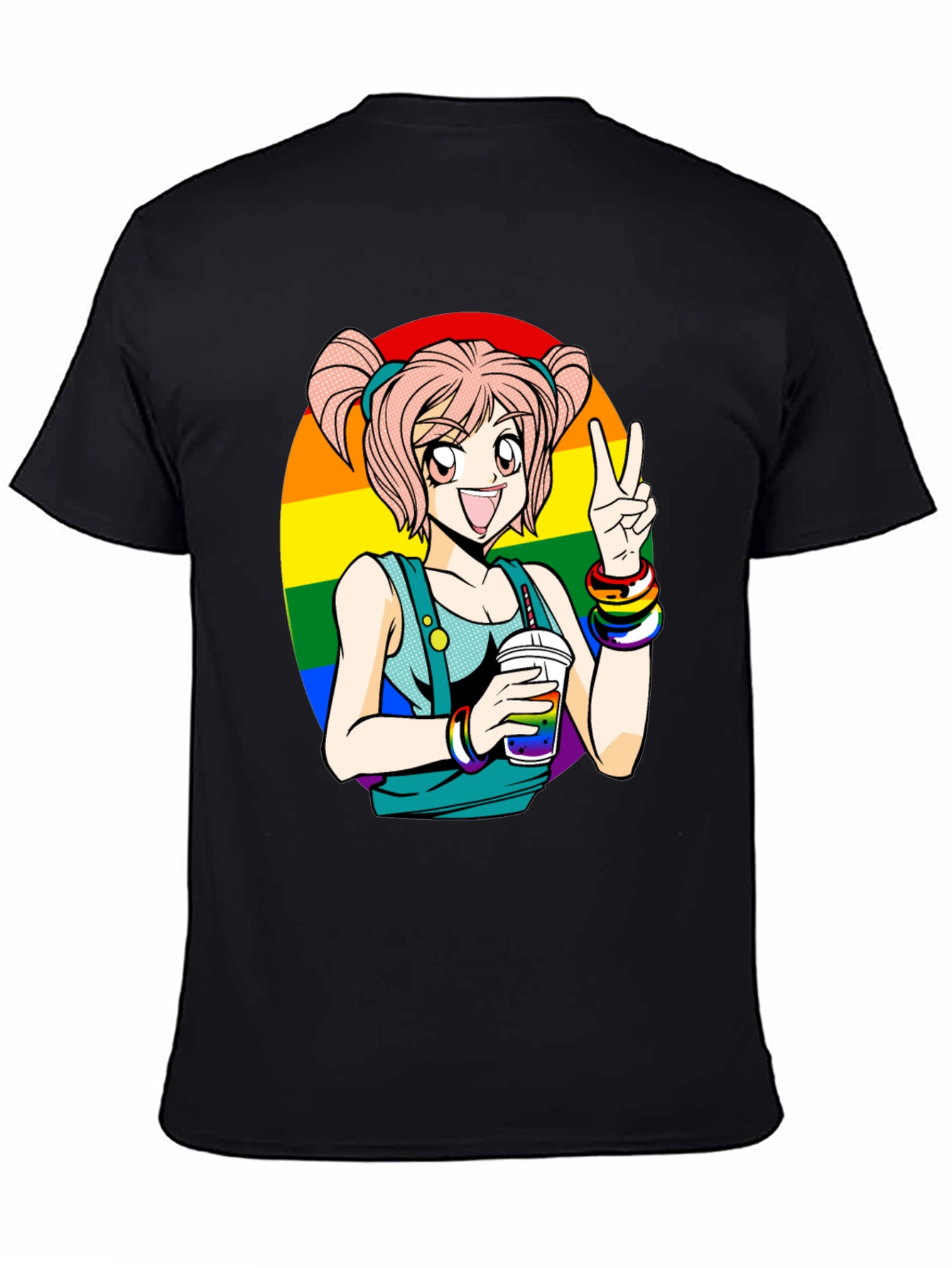 Anime Girl Pride T-Shirt - Rainbow Graphic Tee