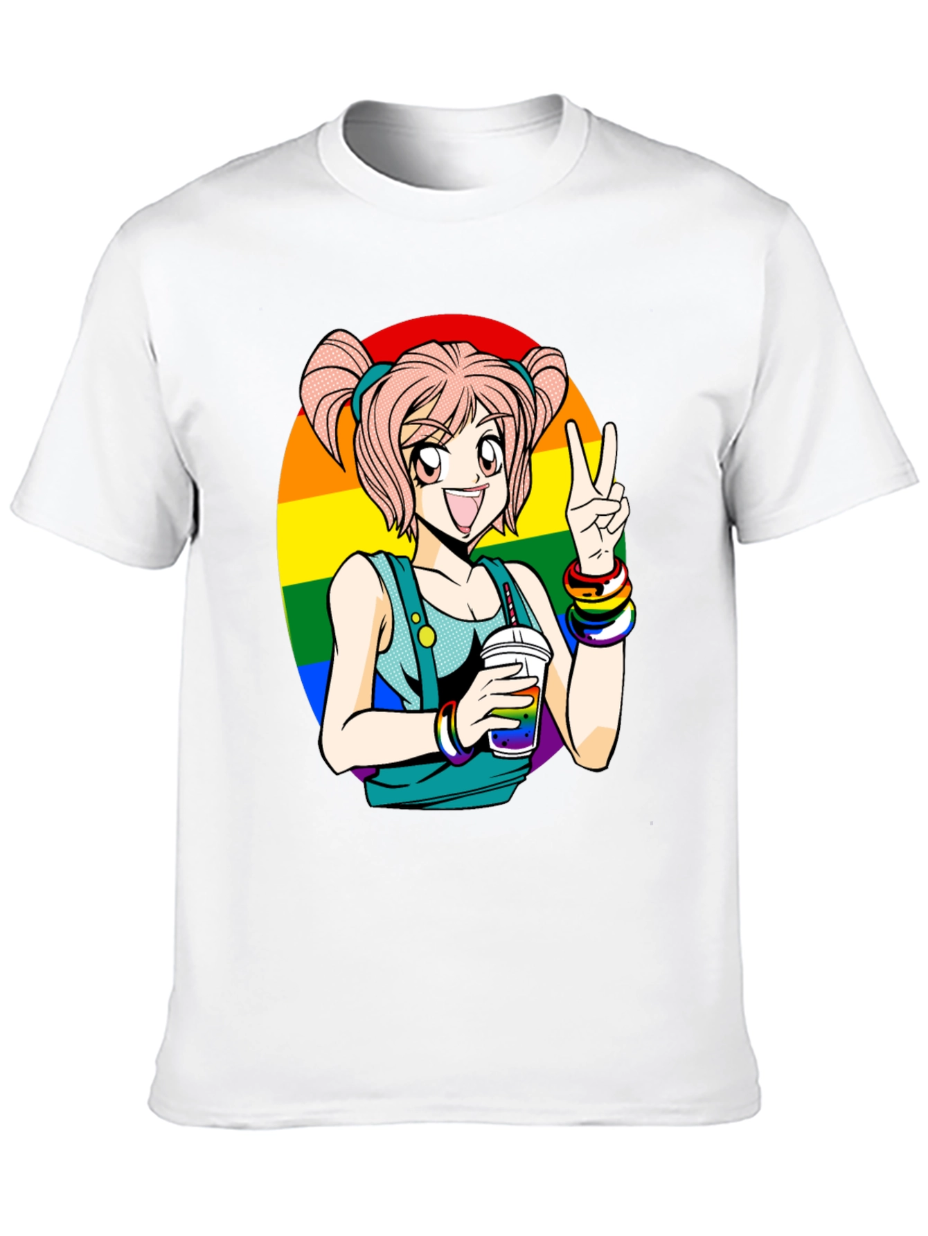 Anime Girl Pride T-Shirt - Rainbow Graphic Tee