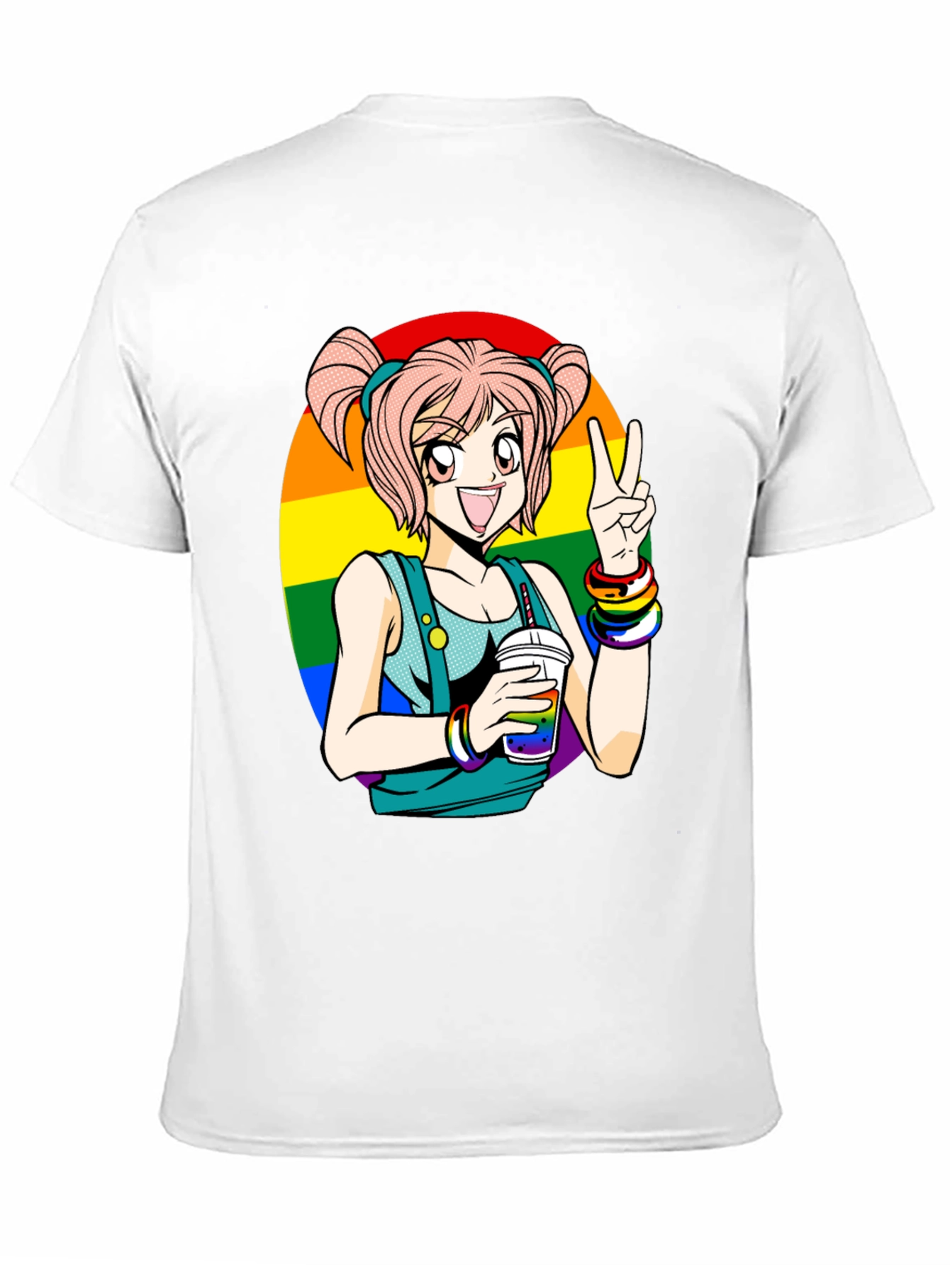 Anime Girl Pride T-Shirt - Rainbow Graphic Tee