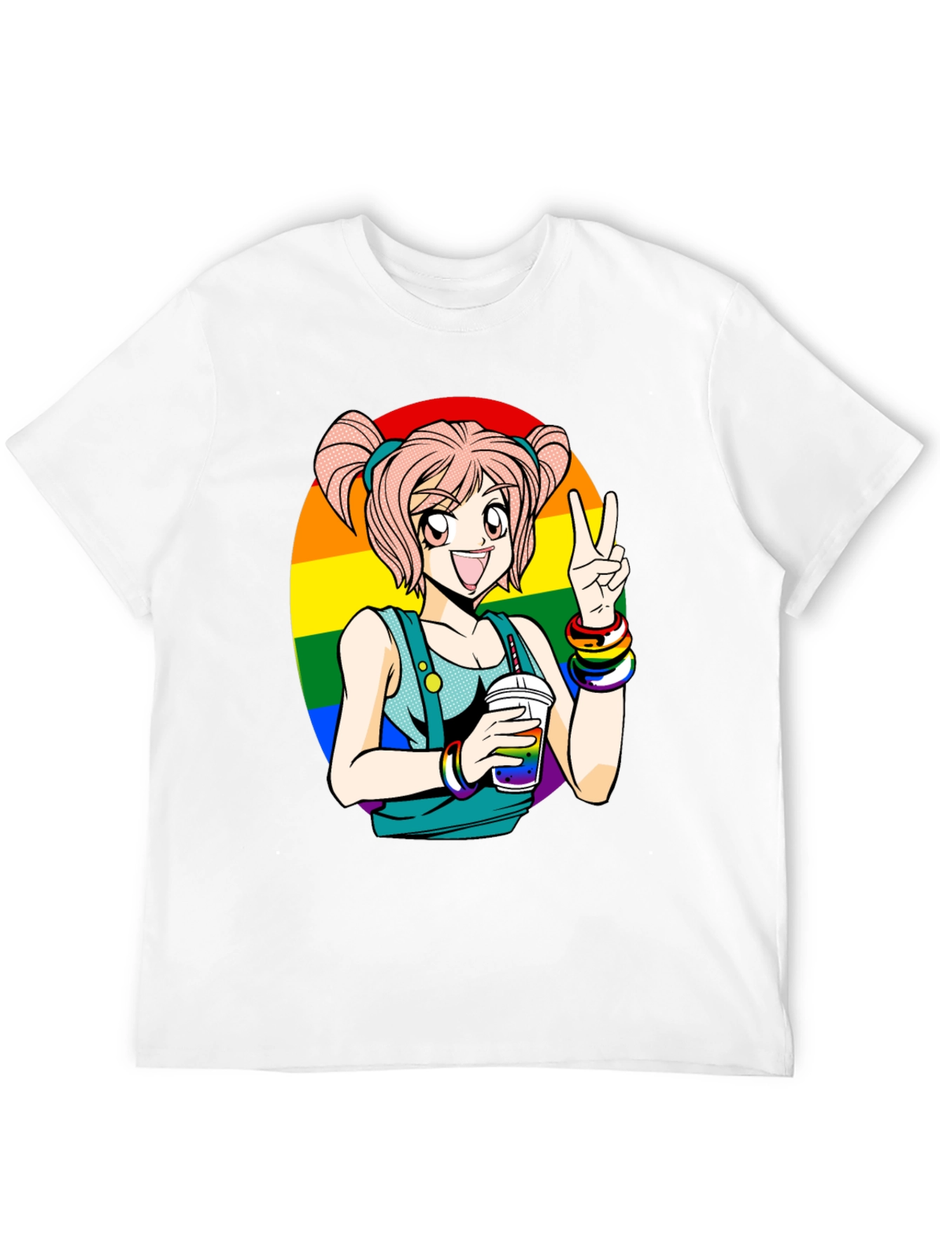 Anime Girl Pride T-Shirt - Rainbow Graphic Tee