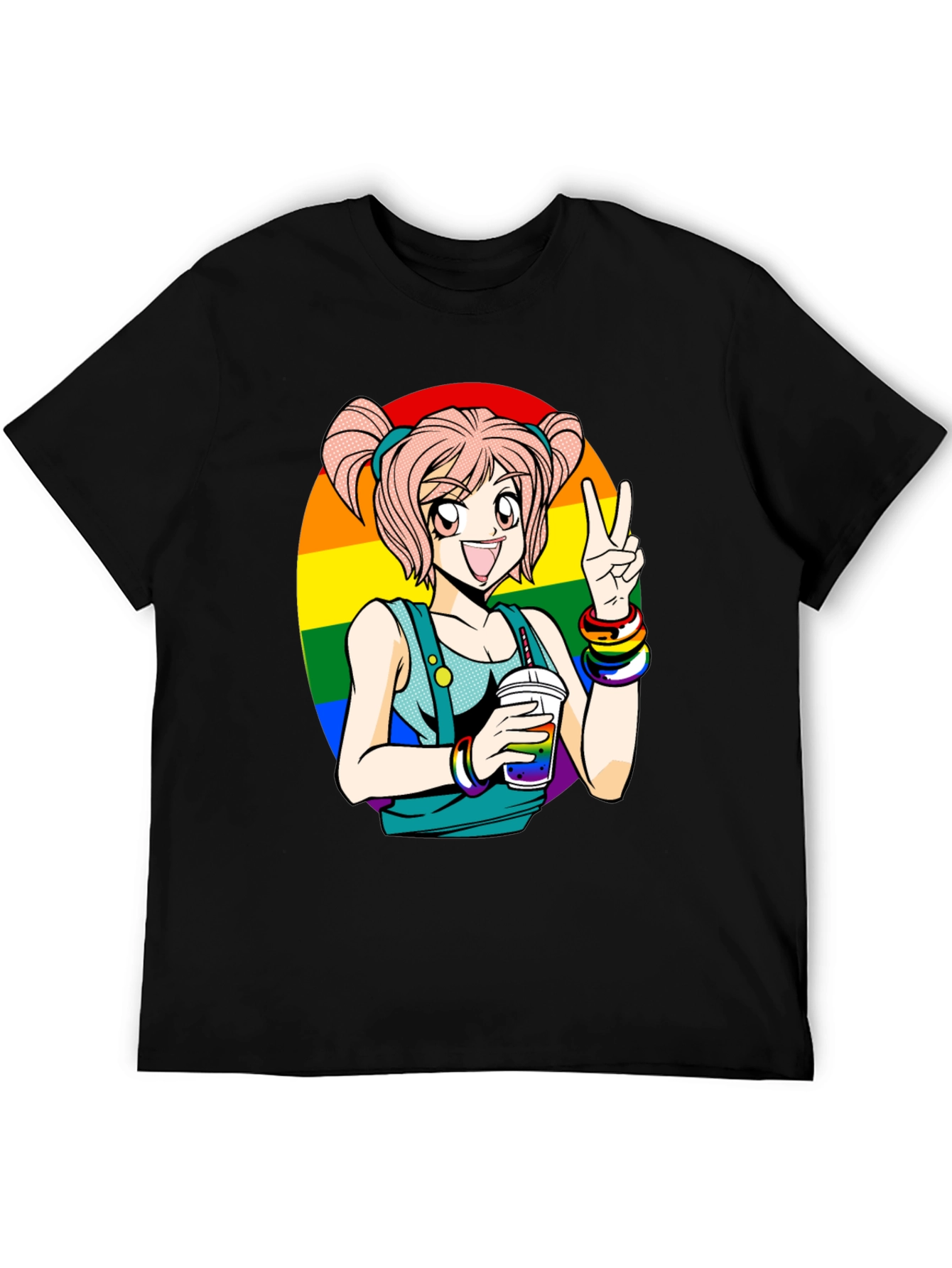 Anime Girl Pride T-Shirt - Rainbow Graphic Tee