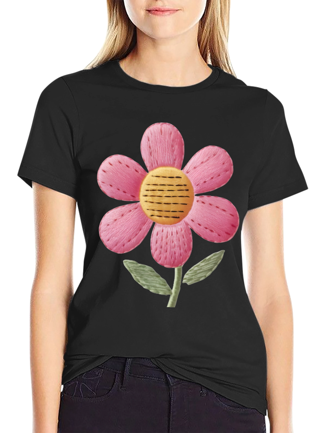 Floral Embroidered Graphic Tee