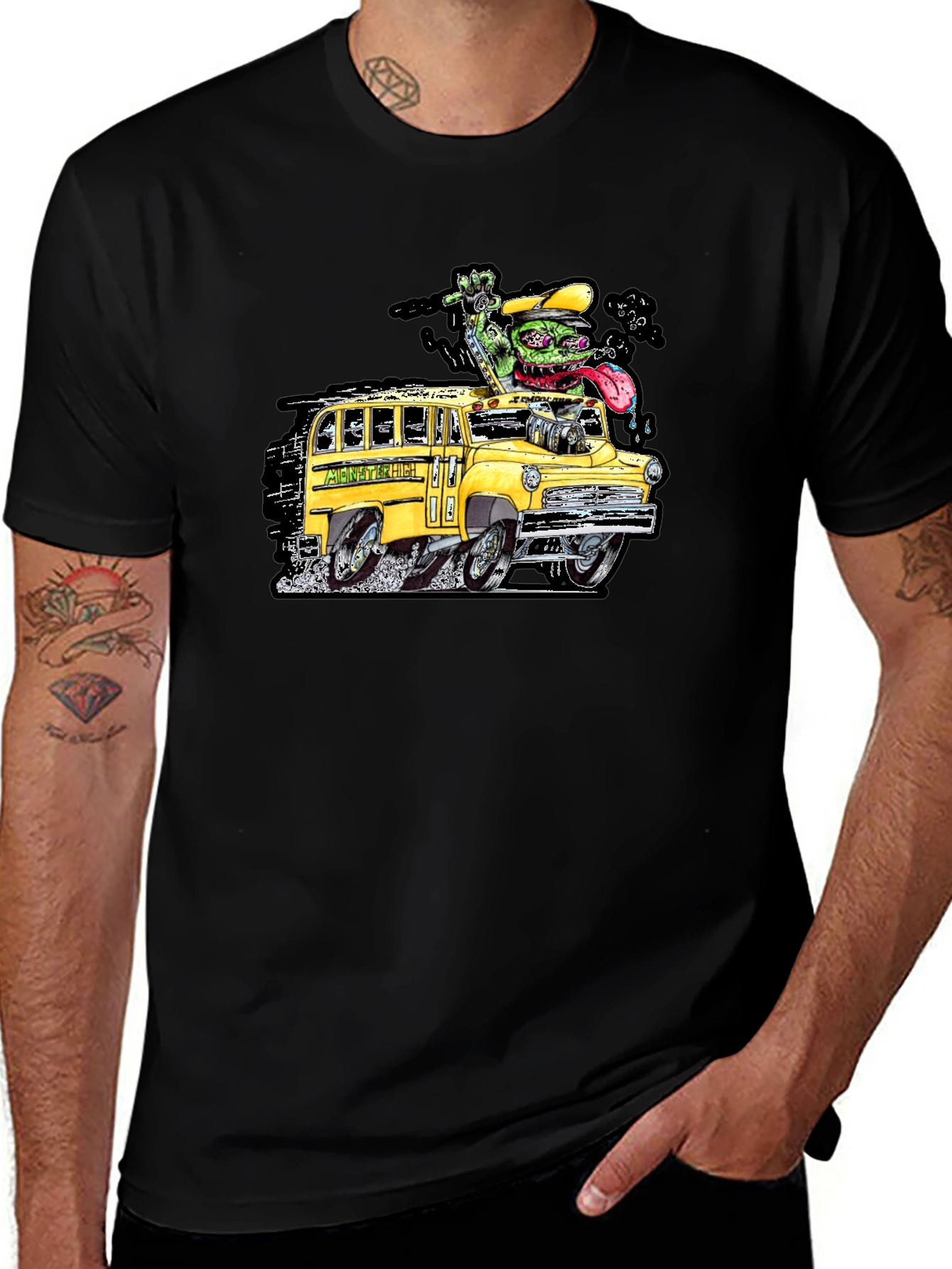 Monster School Bus Graphic T-Shirt