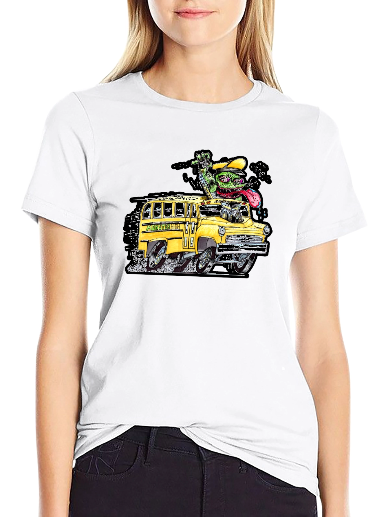 Monster School Bus Graphic T-Shirt