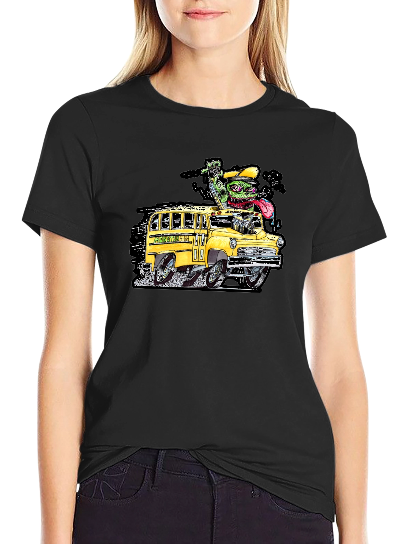 Monster School Bus Graphic T-Shirt