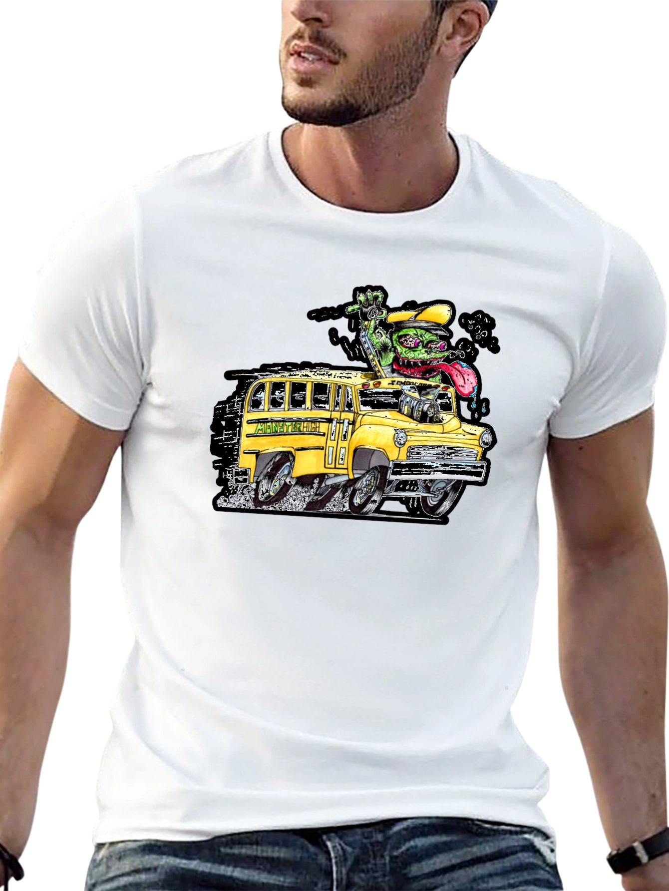 Monster School Bus Graphic T-Shirt