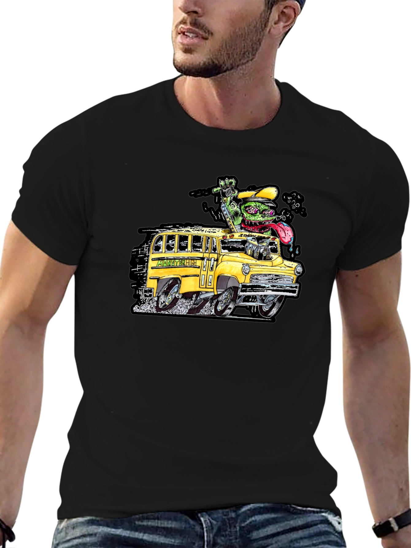 Monster School Bus Graphic T-Shirt