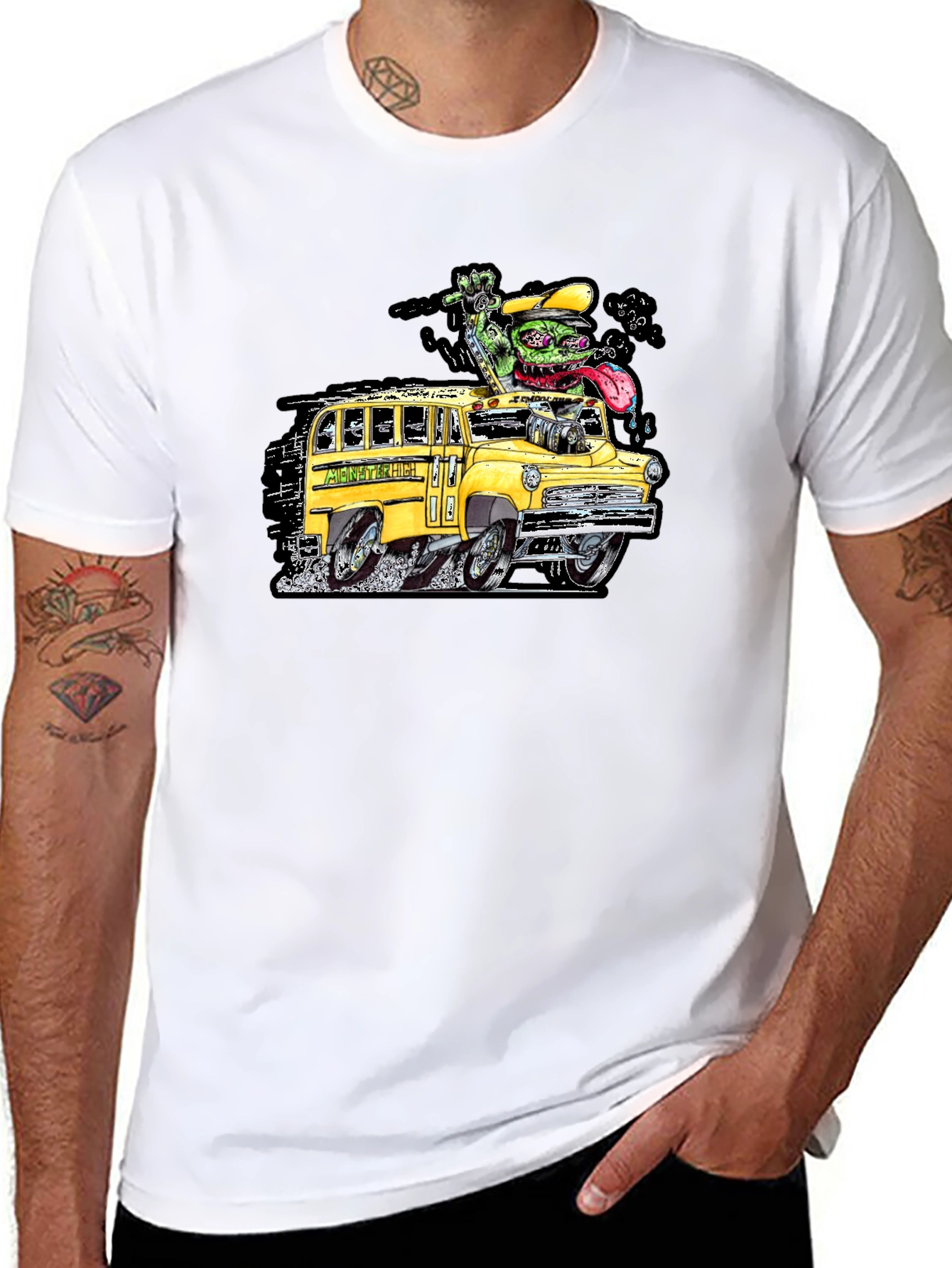 Monster School Bus Graphic T-Shirt