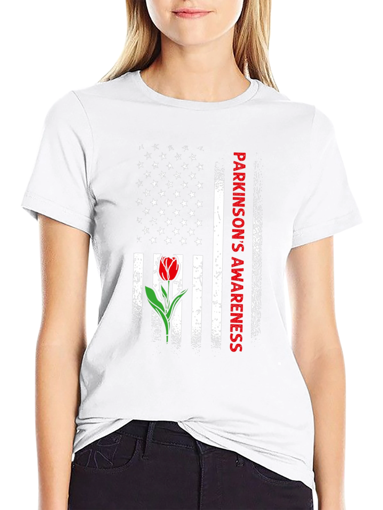 Parkinsons Awareness USA Flag Tulip T-Shirt