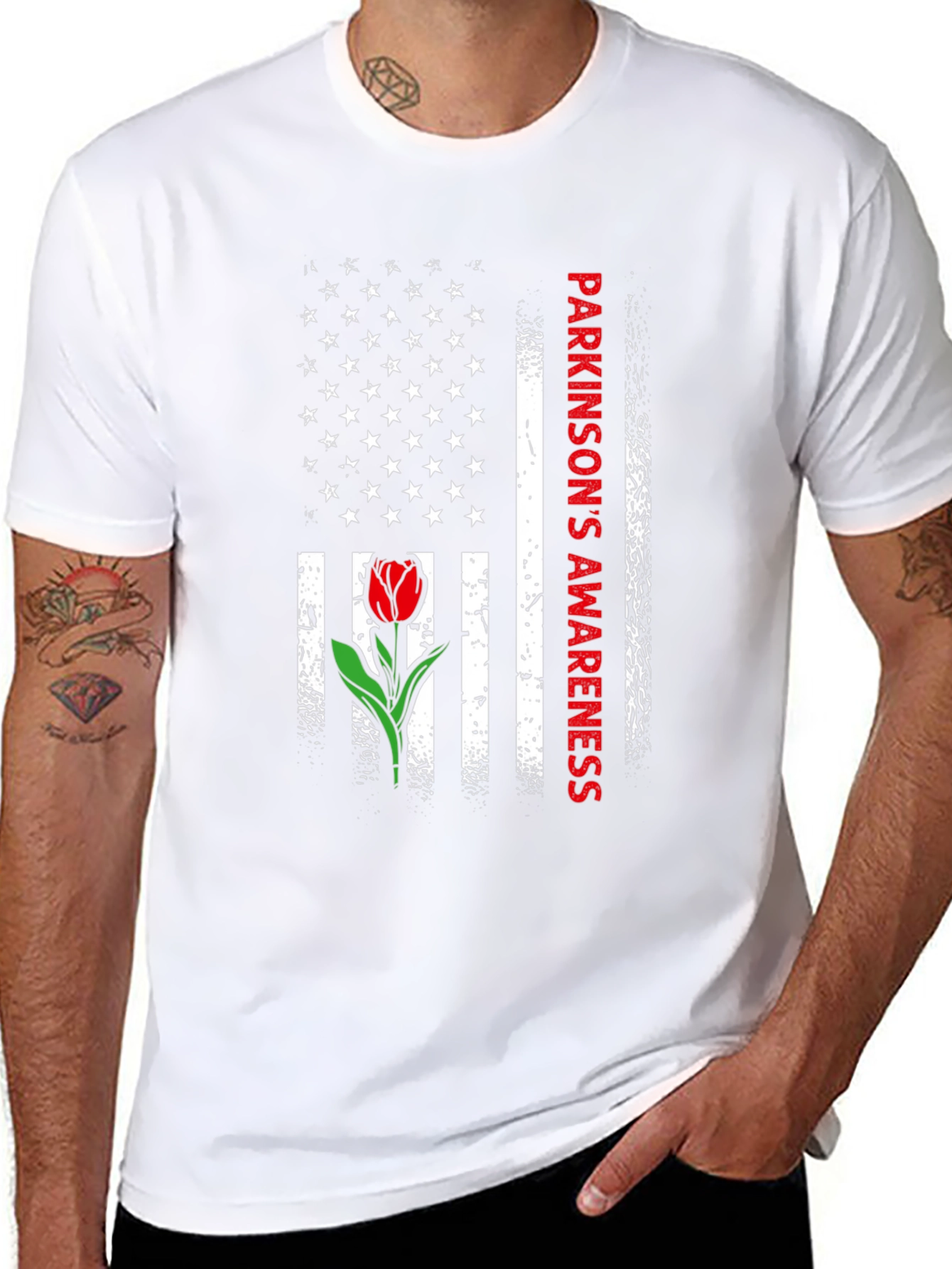 Parkinsons Awareness USA Flag Tulip T-Shirt