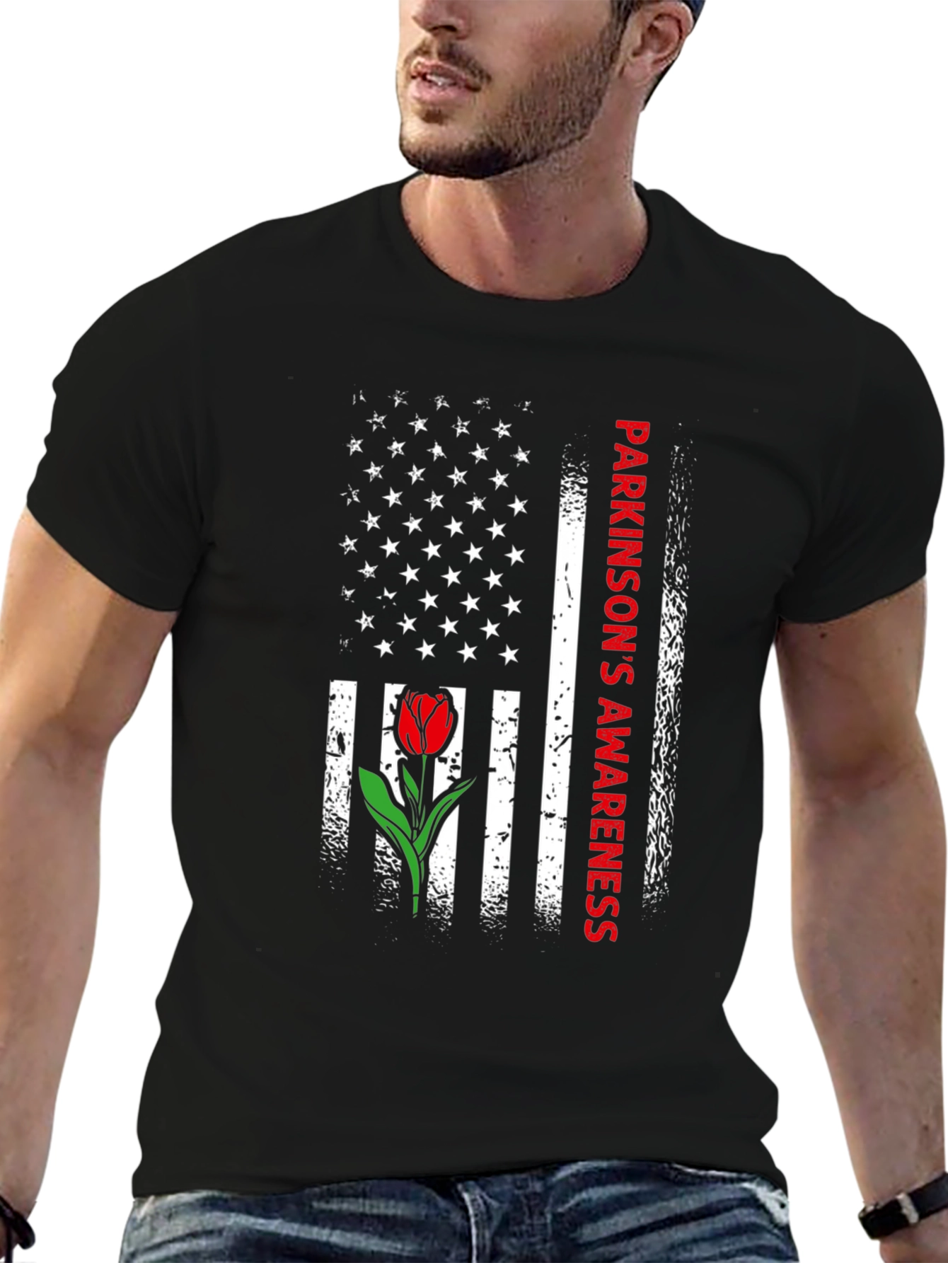 Parkinsons Awareness USA Flag Tulip T-Shirt