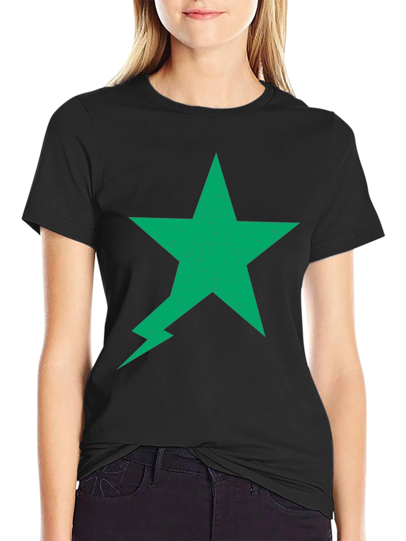 Green Star Lightning Bolt Black Tee