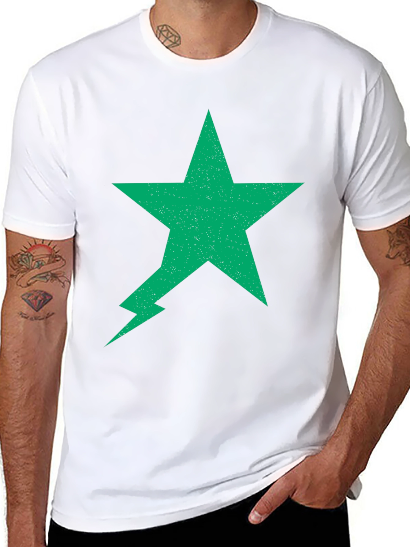 Green Star Lightning Bolt Black Tee