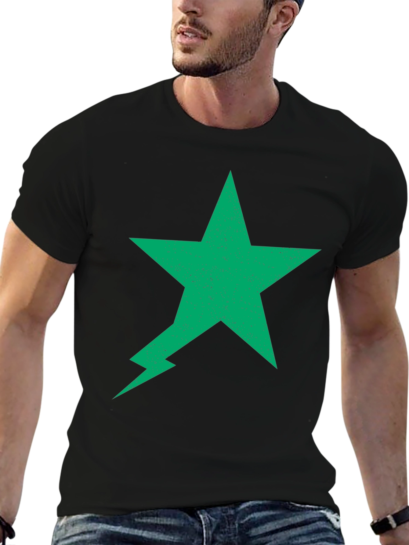 Green Star Lightning Bolt Black Tee