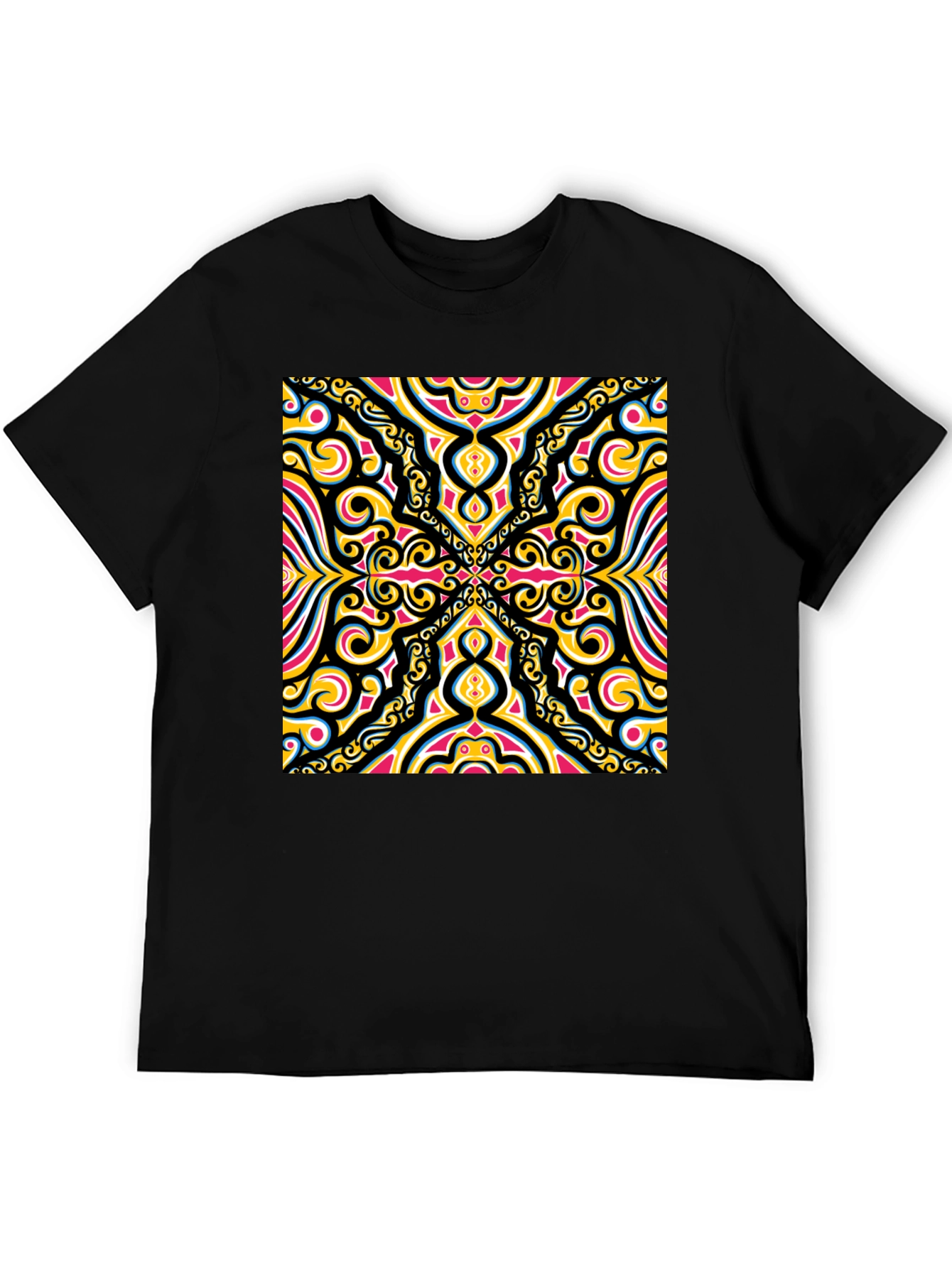 Bold Geometric Pattern Black T-Shirt