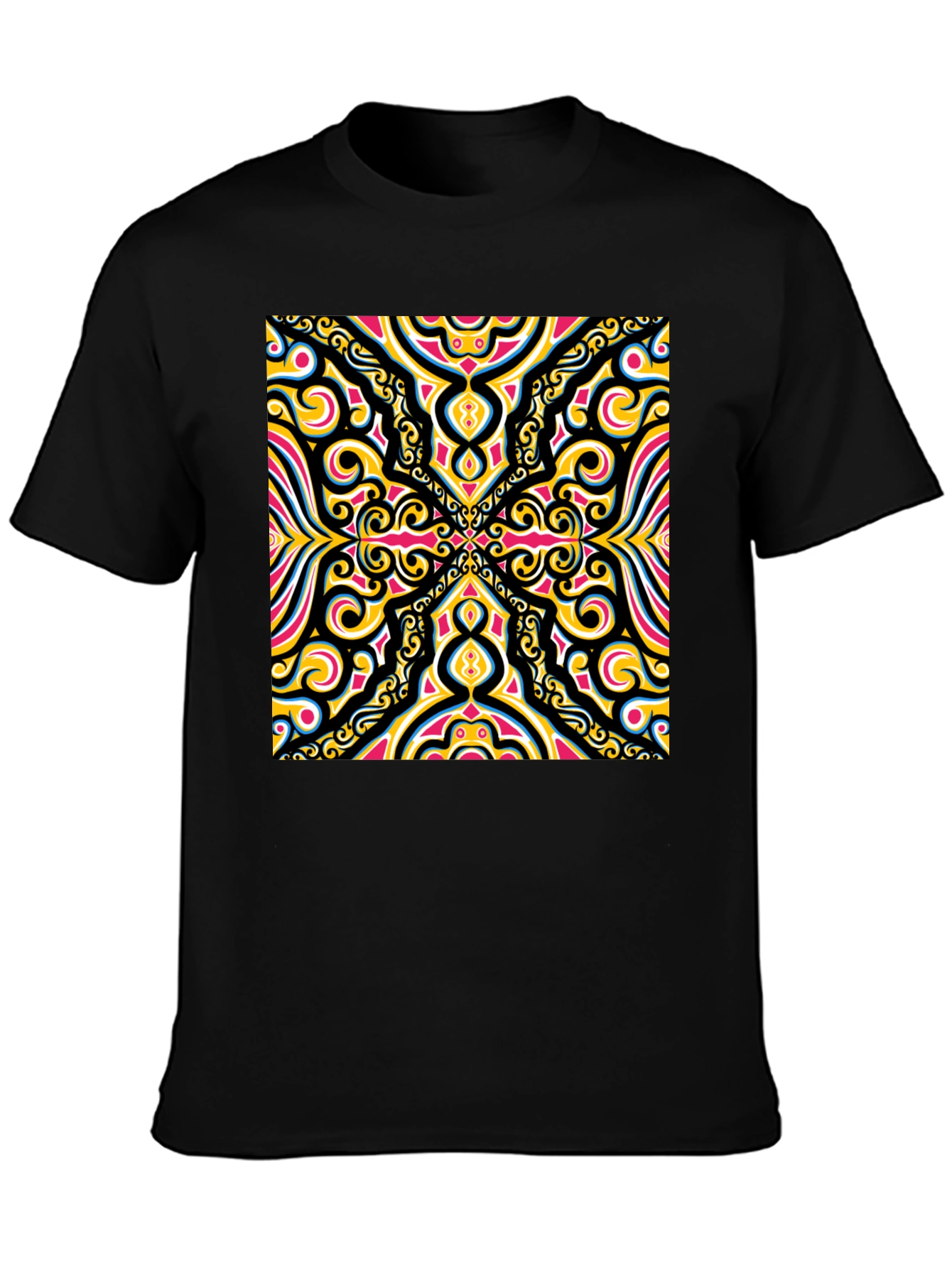 Bold Geometric Pattern Black T-Shirt