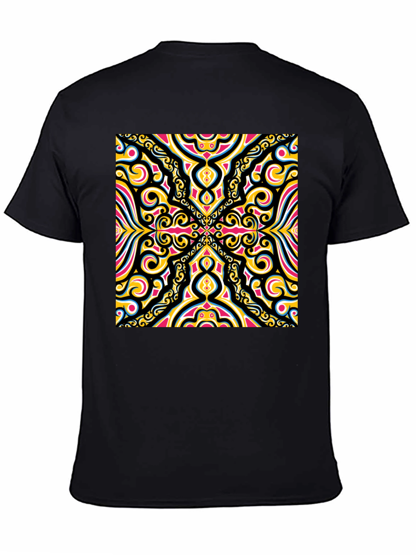 Bold Geometric Pattern Black T-Shirt