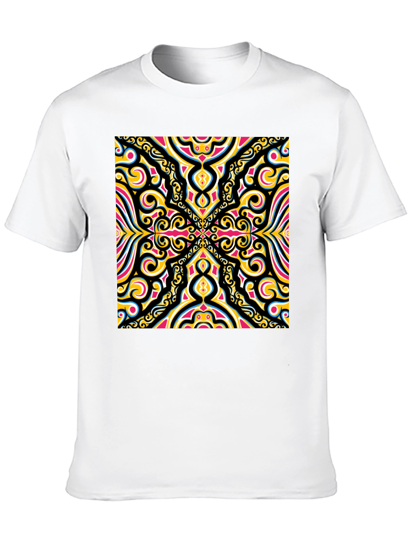 Bold Geometric Pattern Black T-Shirt