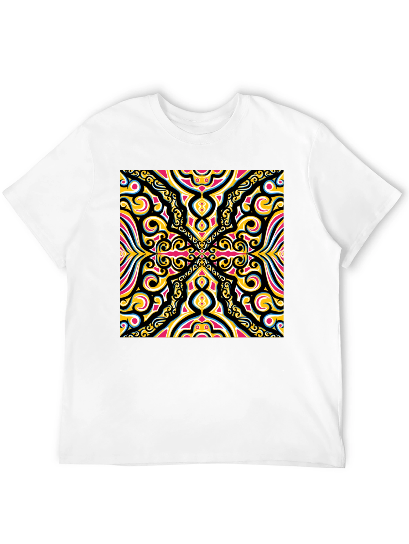 Bold Geometric Pattern Black T-Shirt