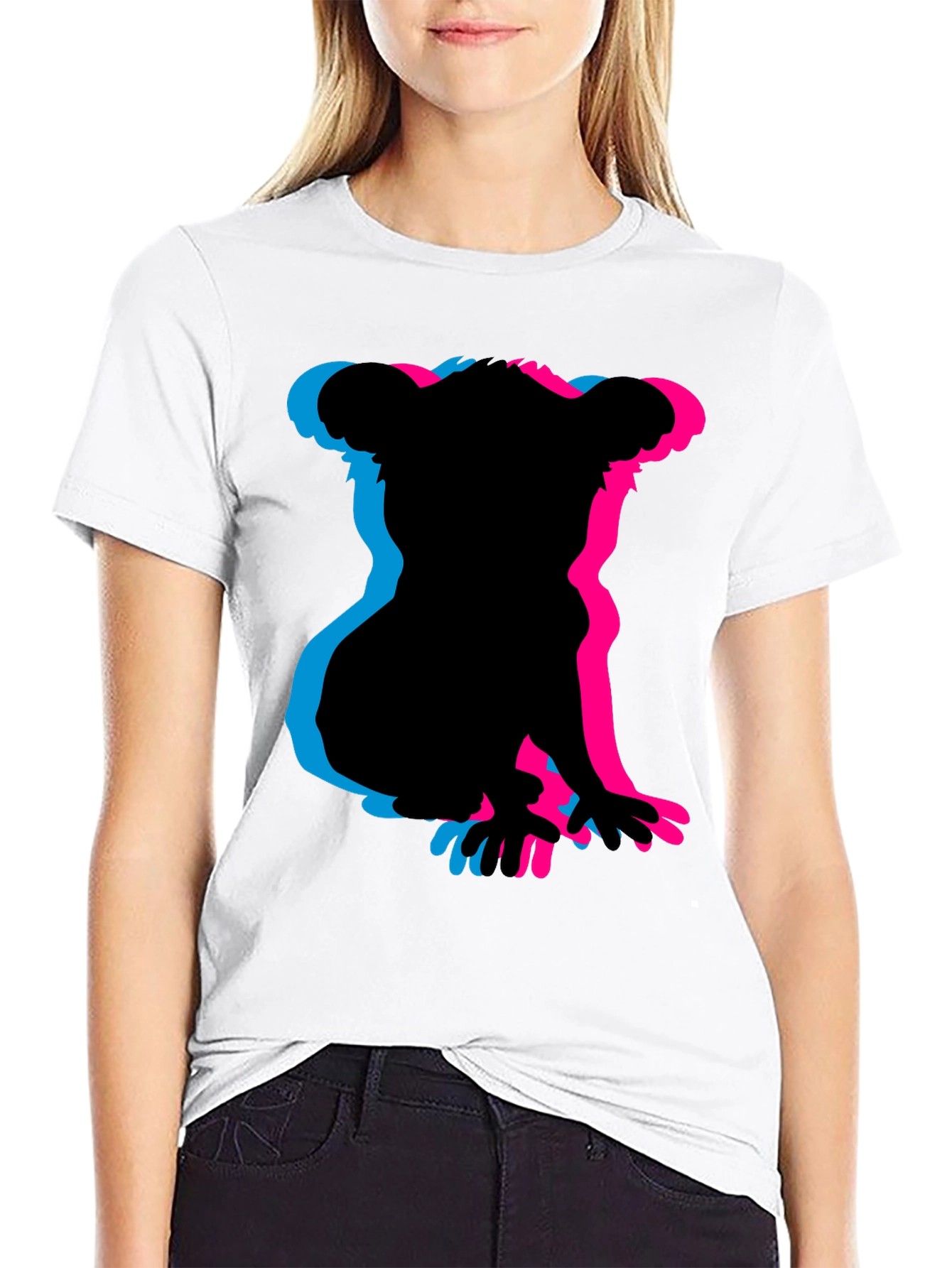Koala 3D Silhouette Black Graphic Tee