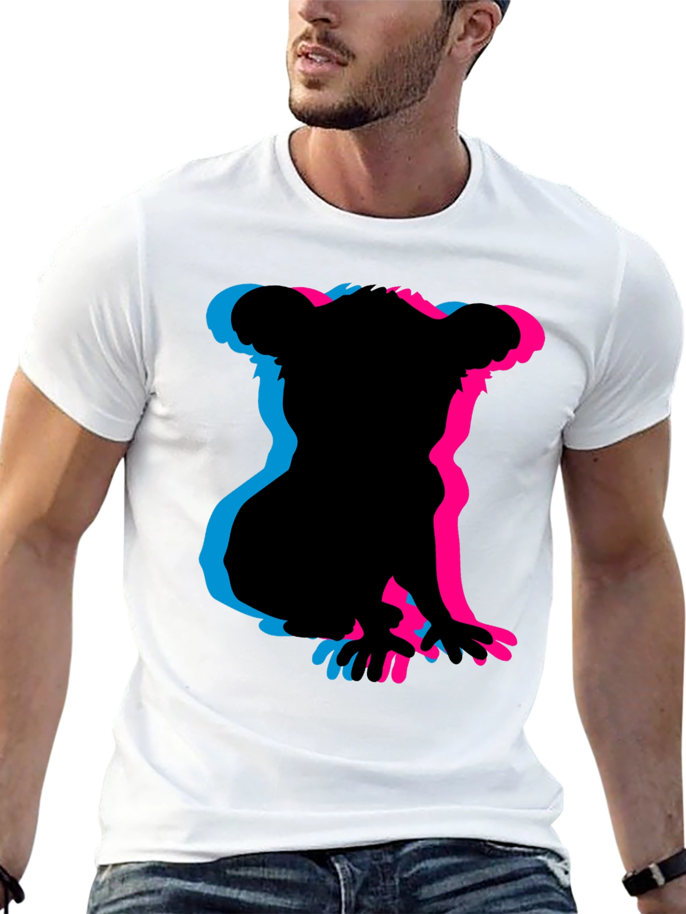 Koala 3D Silhouette Black Graphic Tee