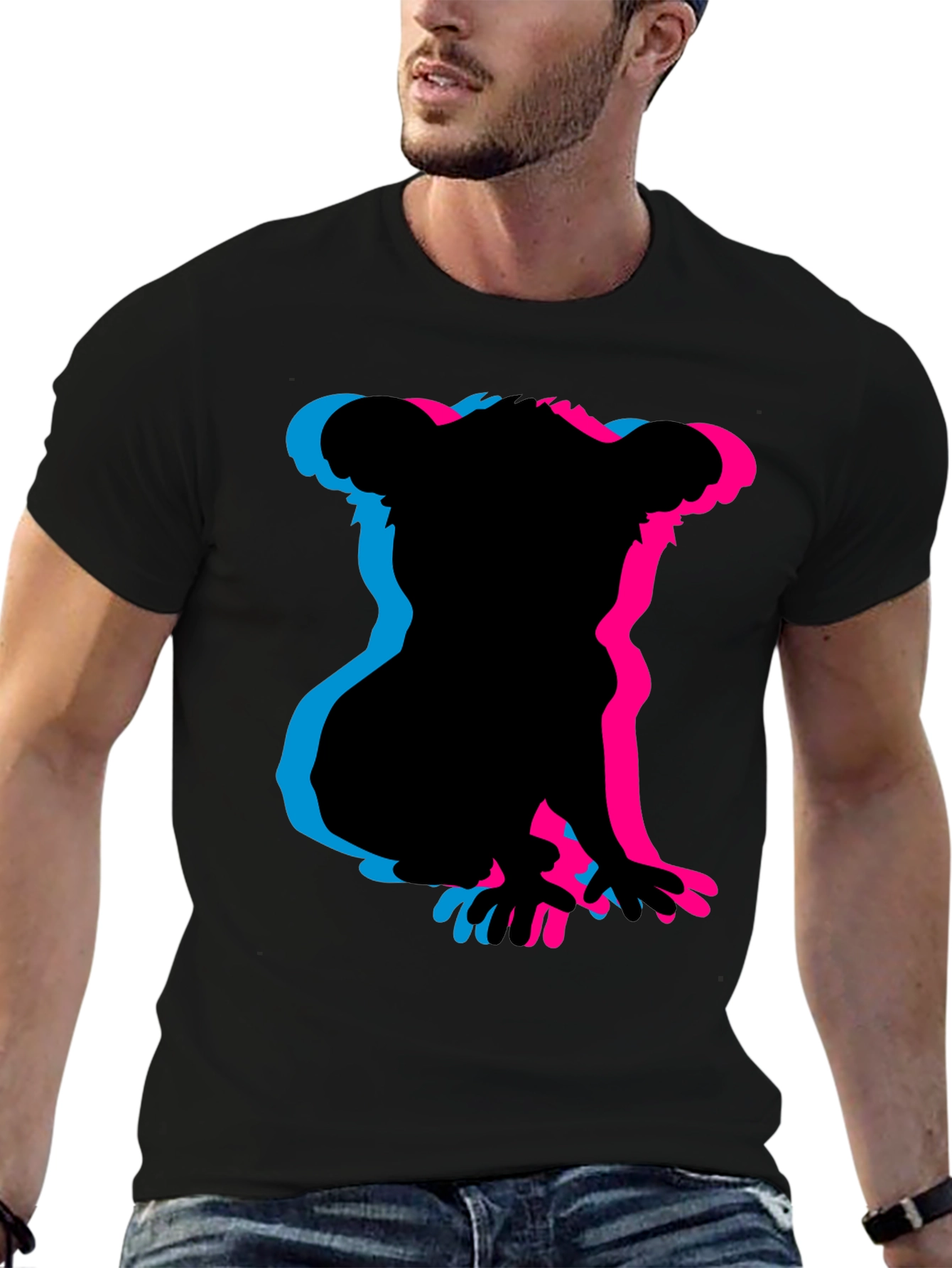 Koala 3D Silhouette Black Graphic Tee
