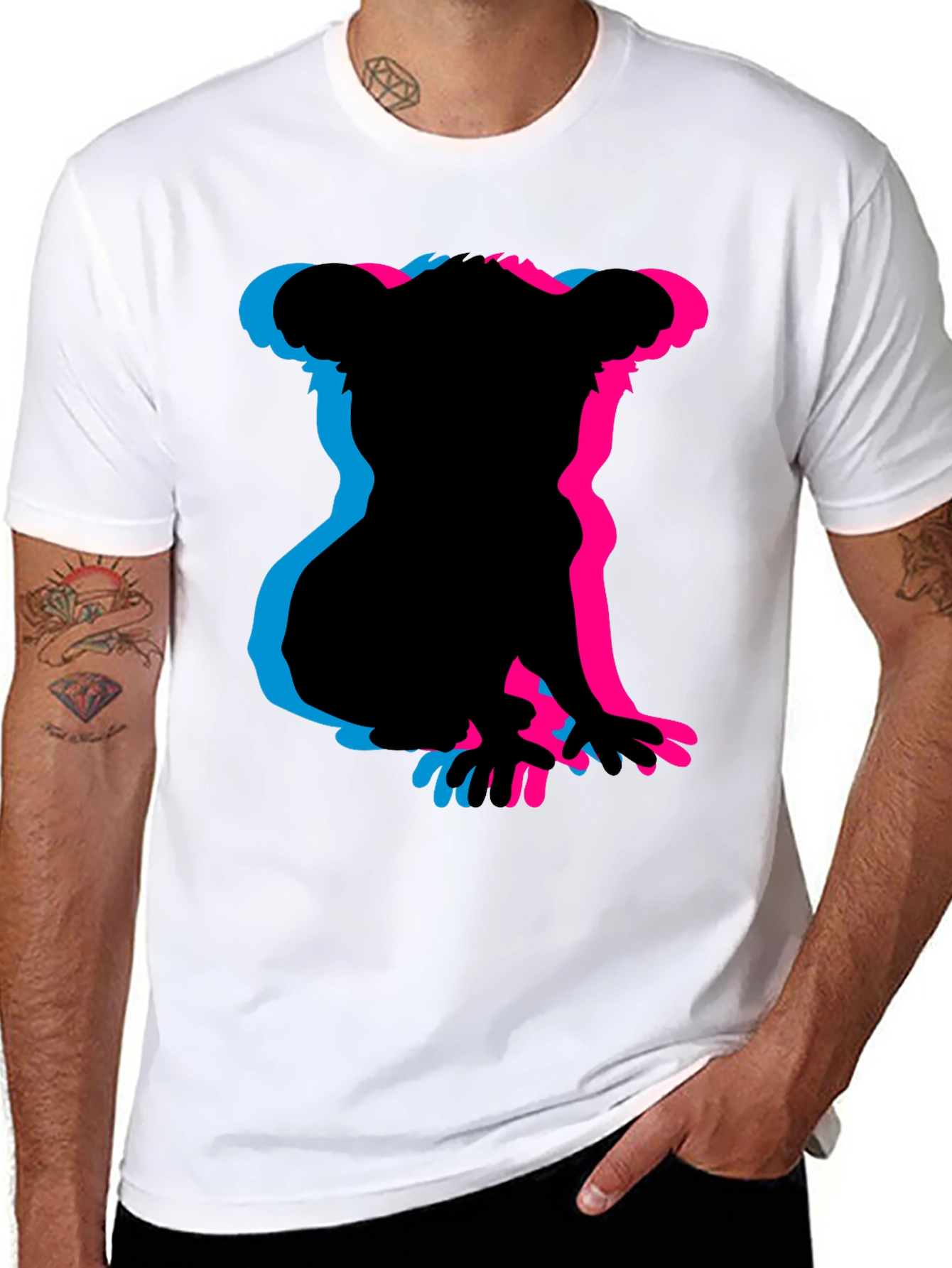 Koala 3D Silhouette Black Graphic Tee