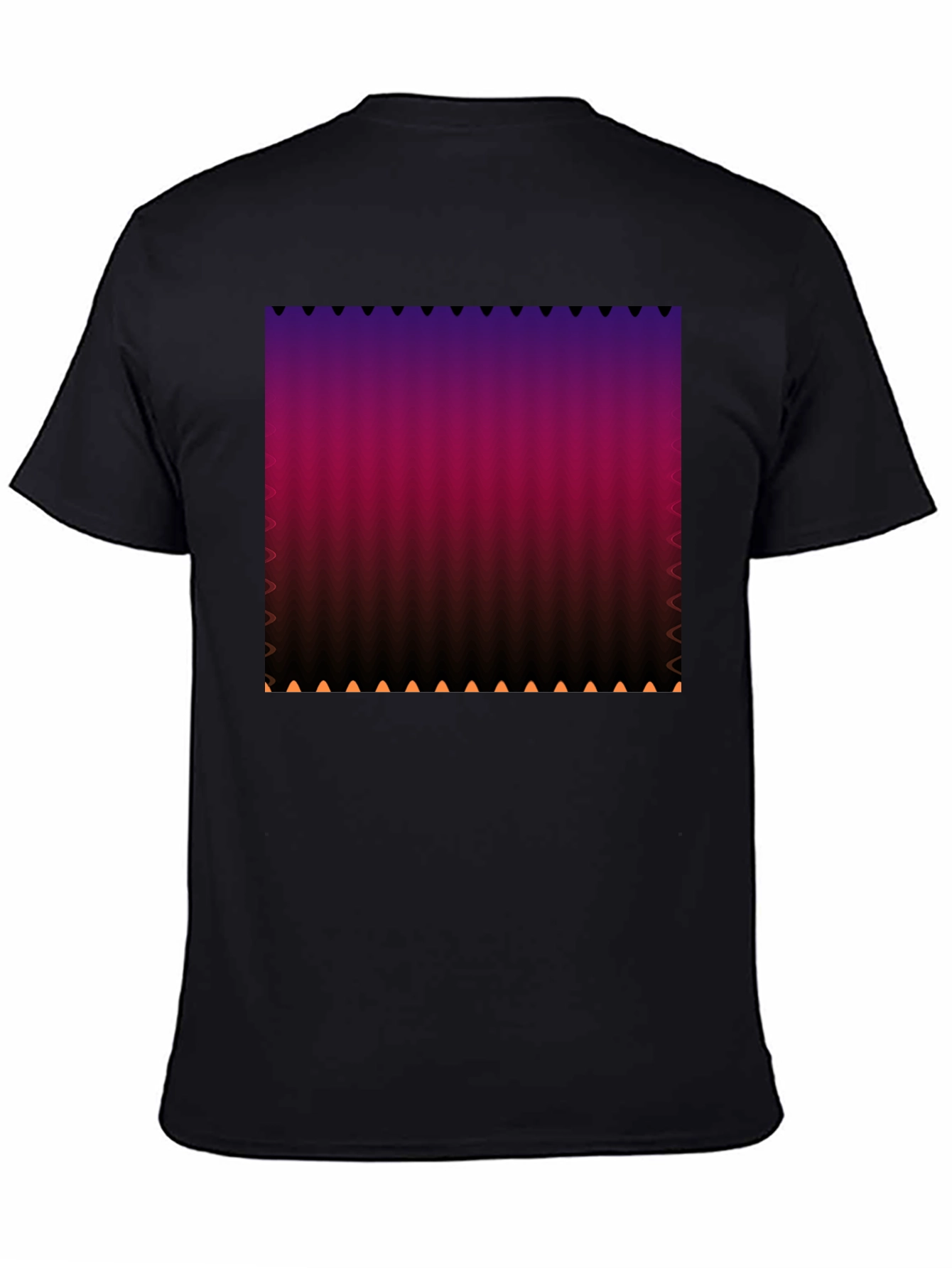 Gradient Stripe Print Black T-Shirt