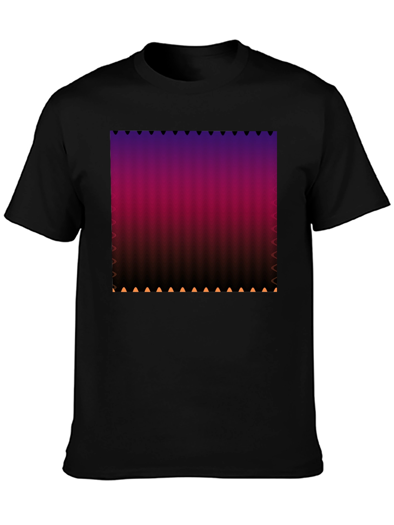 Gradient Stripe Print Black T-Shirt
