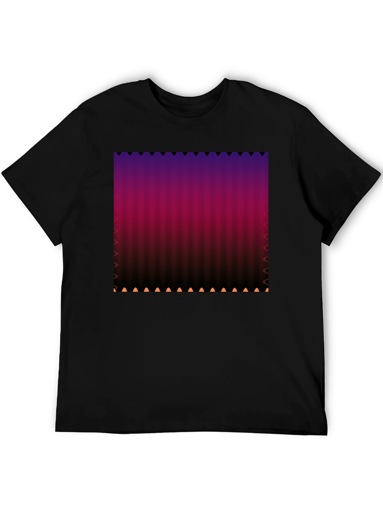 Gradient Stripe Print Black T-Shirt