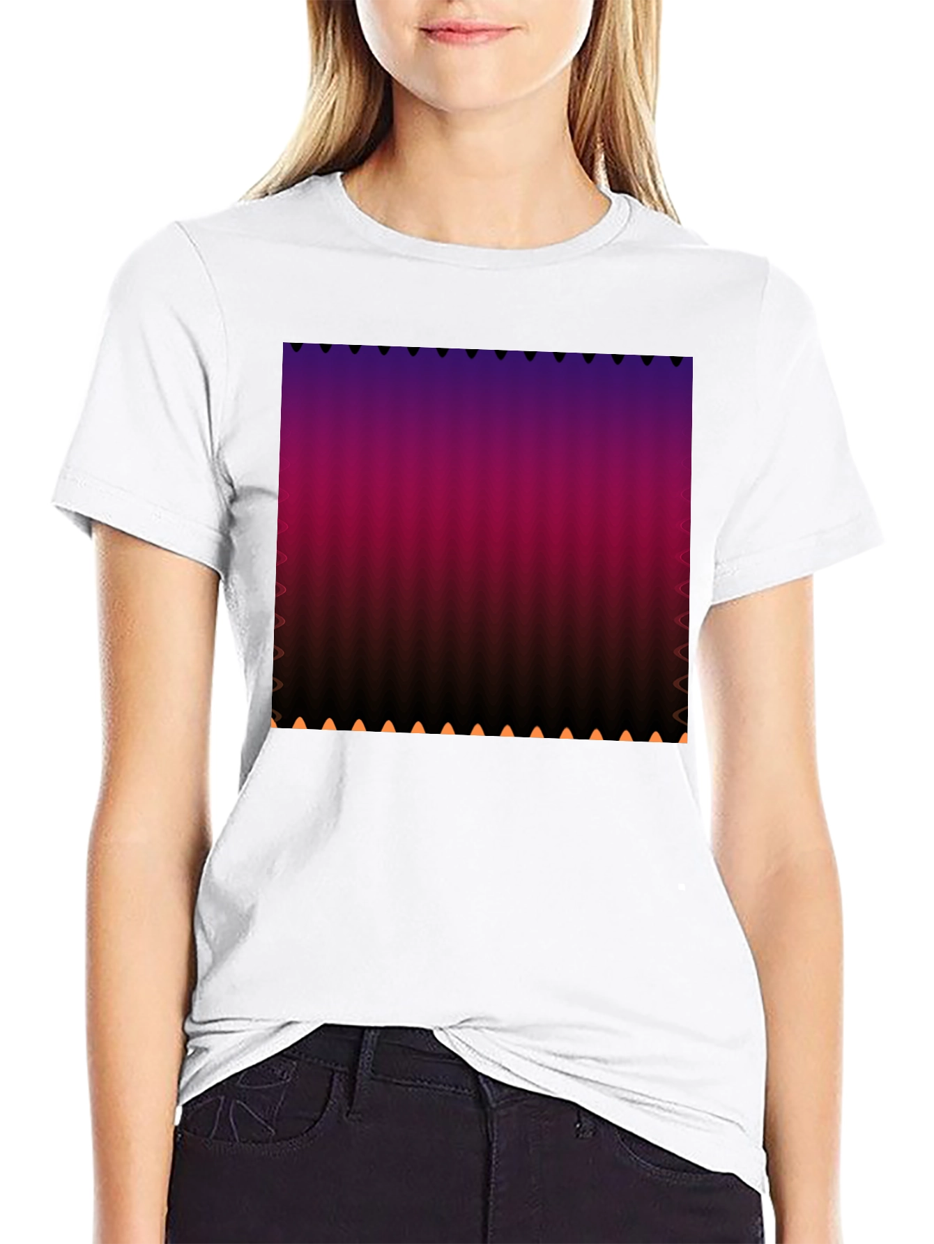 Gradient Stripe Print Black T-Shirt