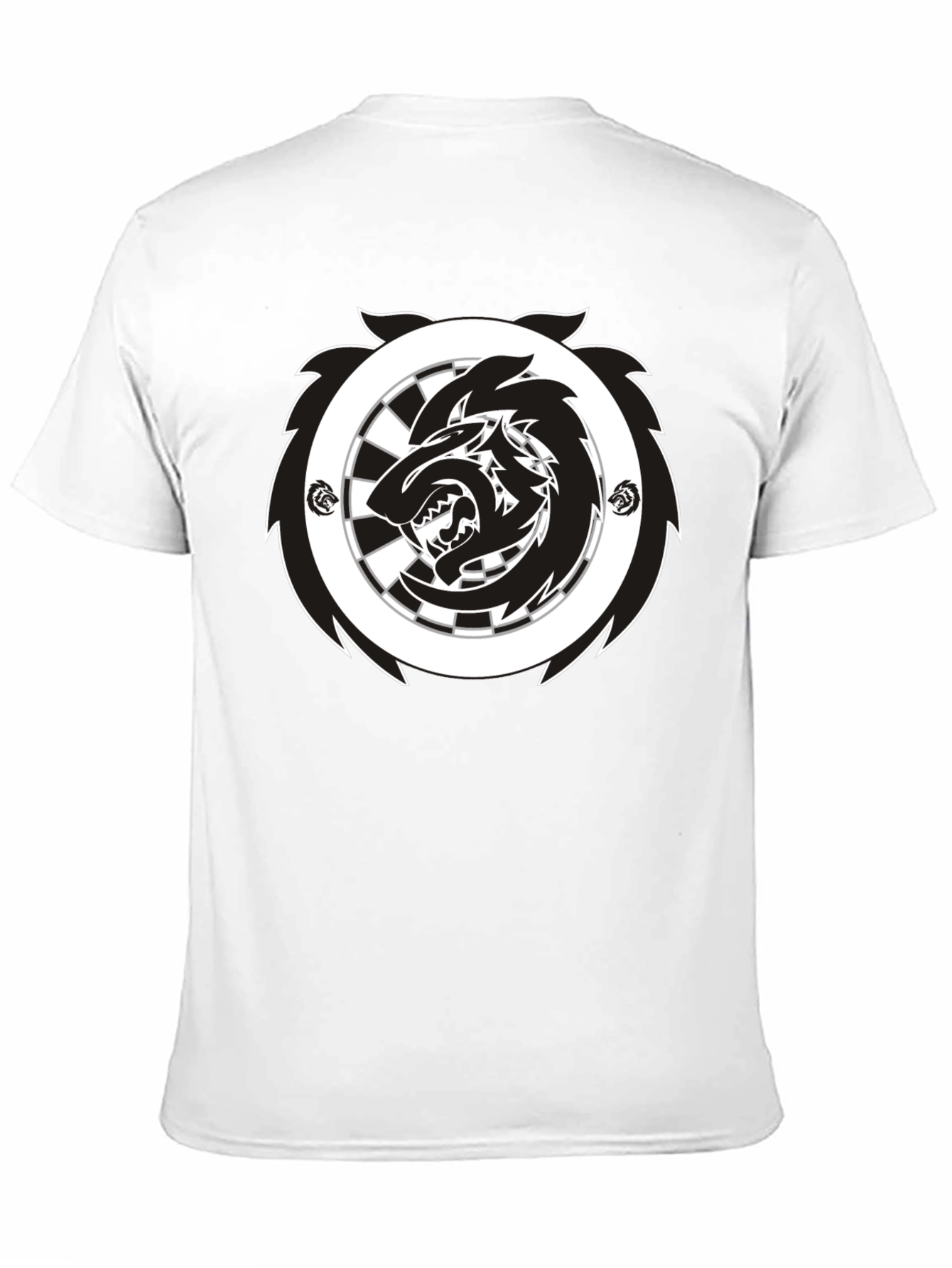 Black T-Shirt with Wolf Dartboard Graphic