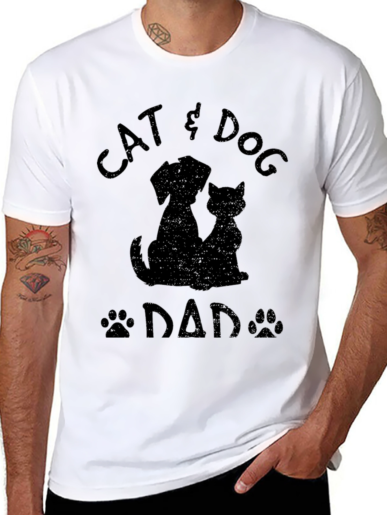 Cat & Dog Dad T-Shirt - Pet Lover Tee