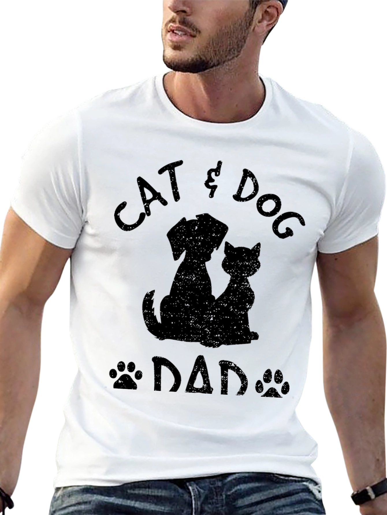 Cat & Dog Dad T-Shirt - Pet Lover Tee