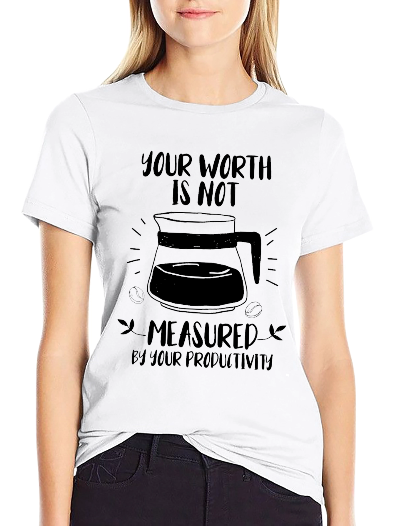 Your Worth Coffee Graphic Black T-Shirt