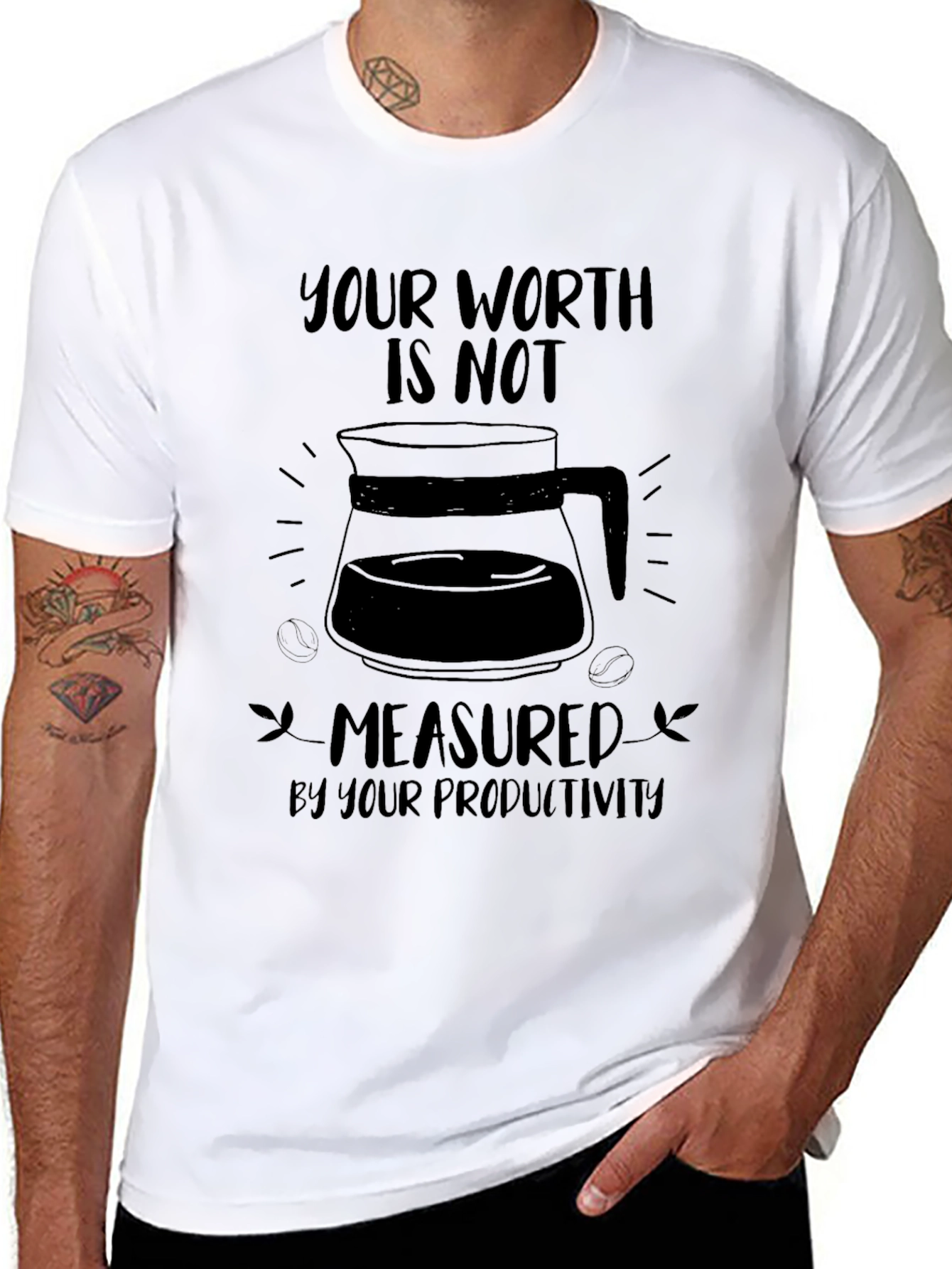 Your Worth Coffee Graphic Black T-Shirt