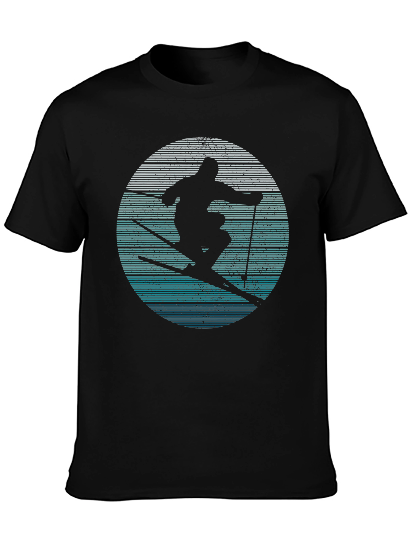 Skiing Silhouette Graphic Tee - Retro Style