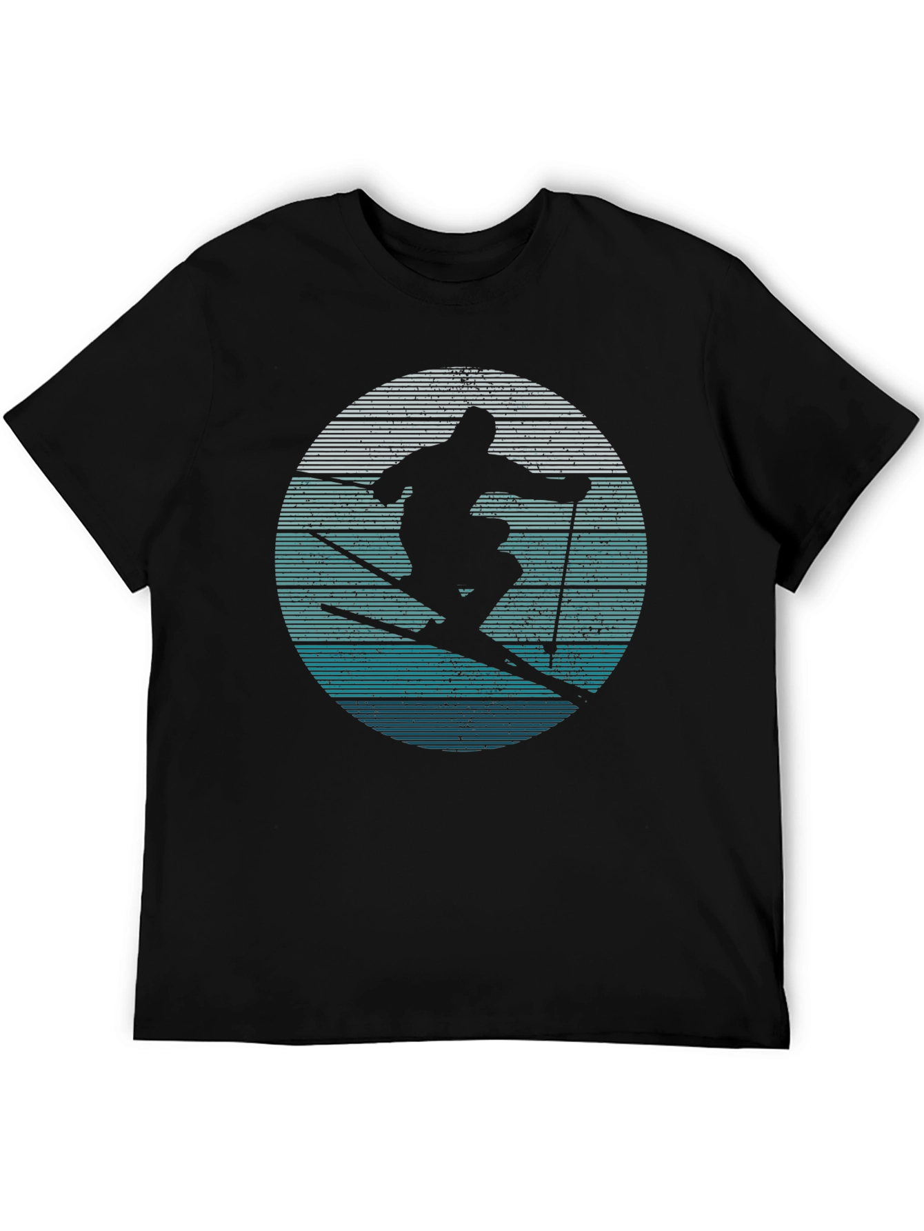 Skiing Silhouette Graphic Tee - Retro Style