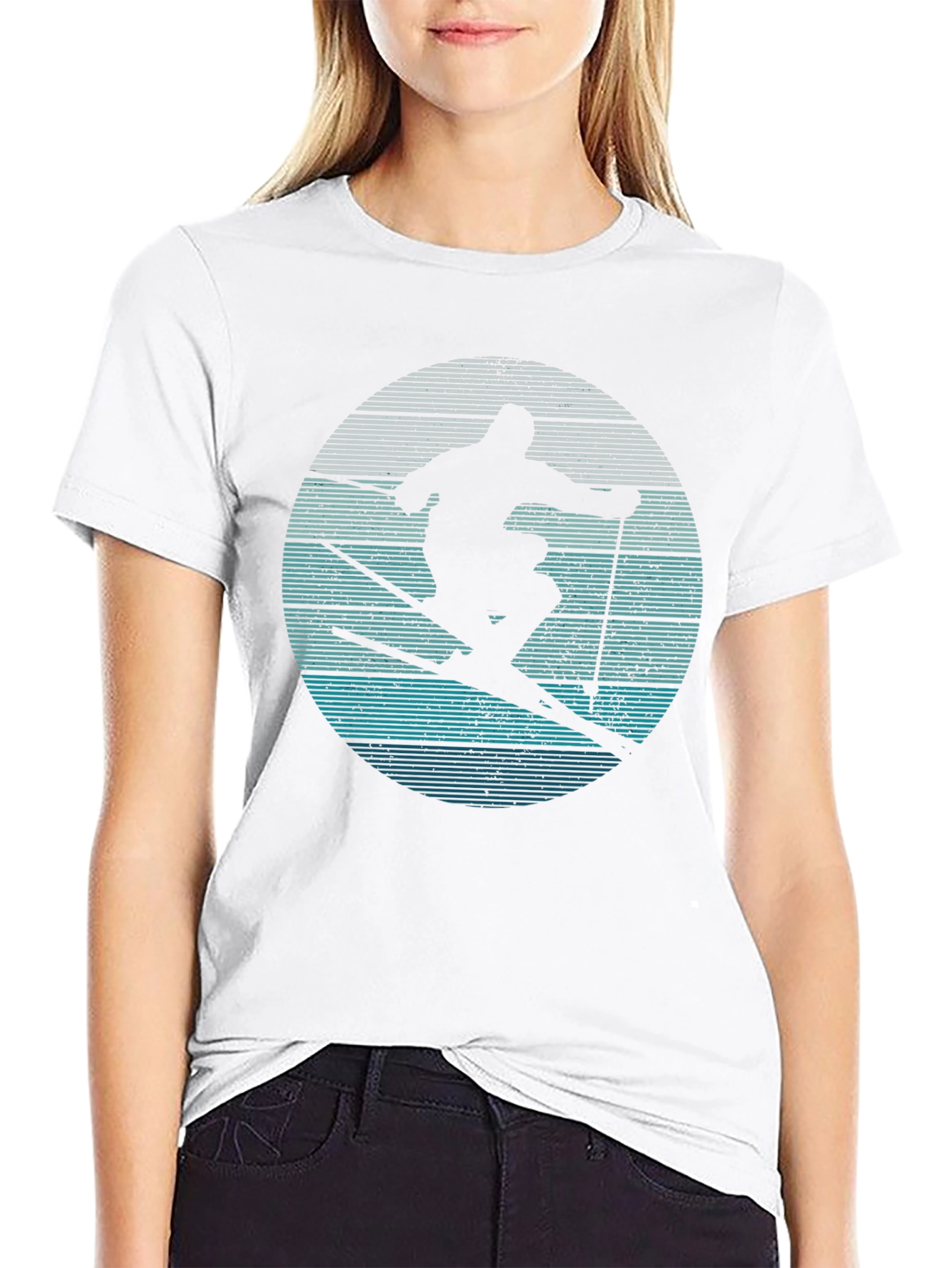 Skiing Silhouette Graphic Tee - Retro Style