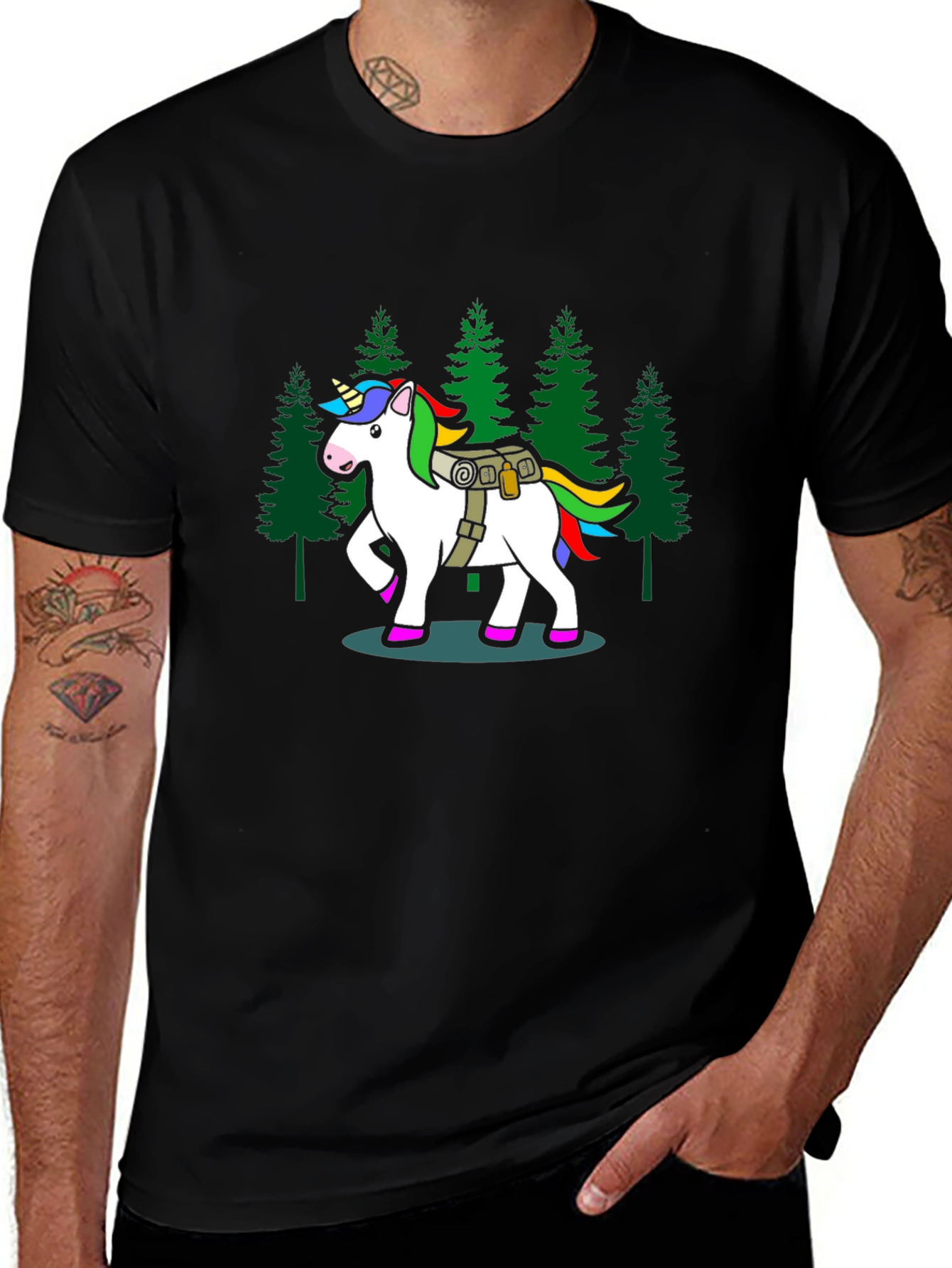 Unicorn Hiker Black T-Shirt