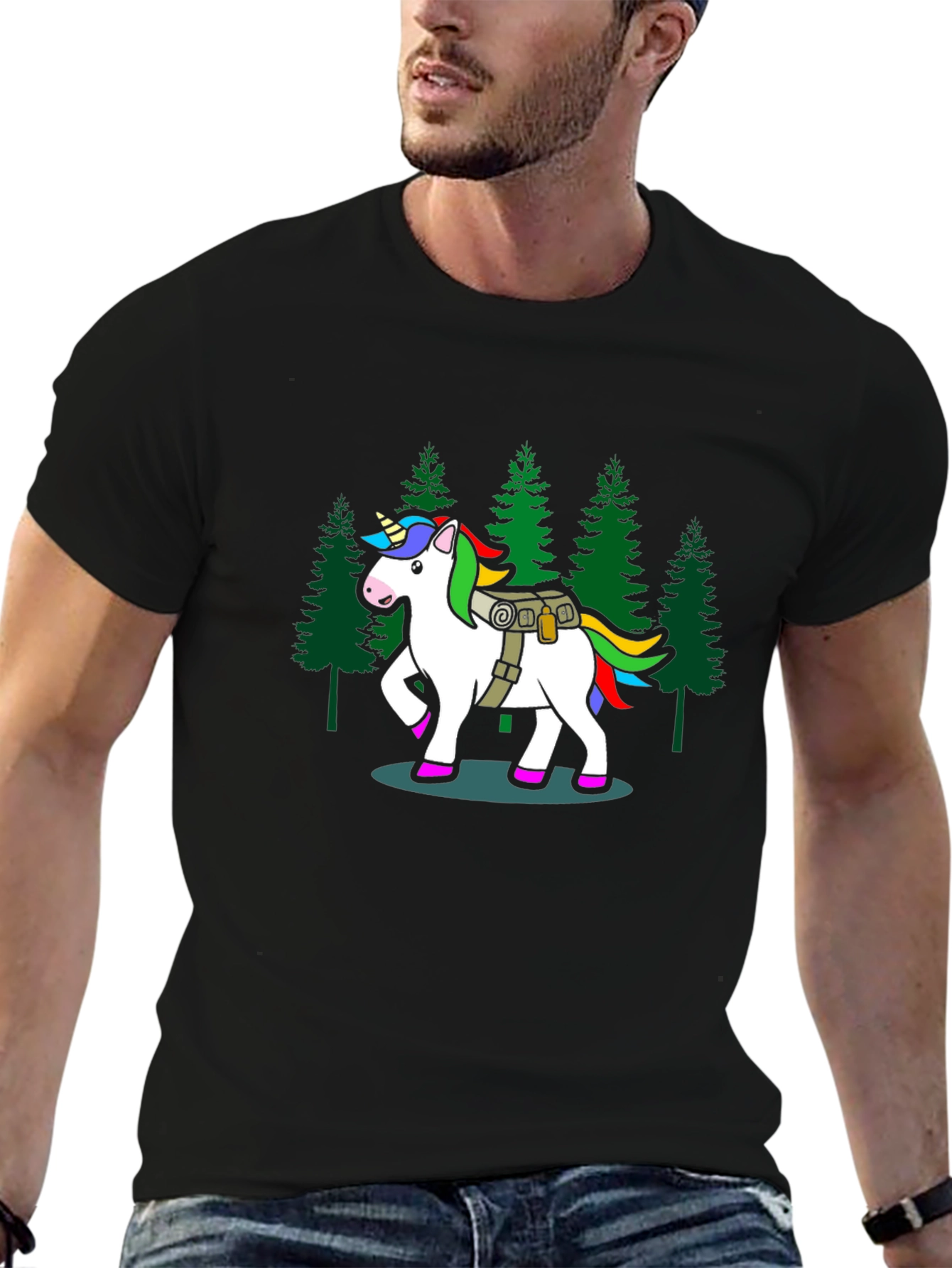 Unicorn Hiker Black T-Shirt