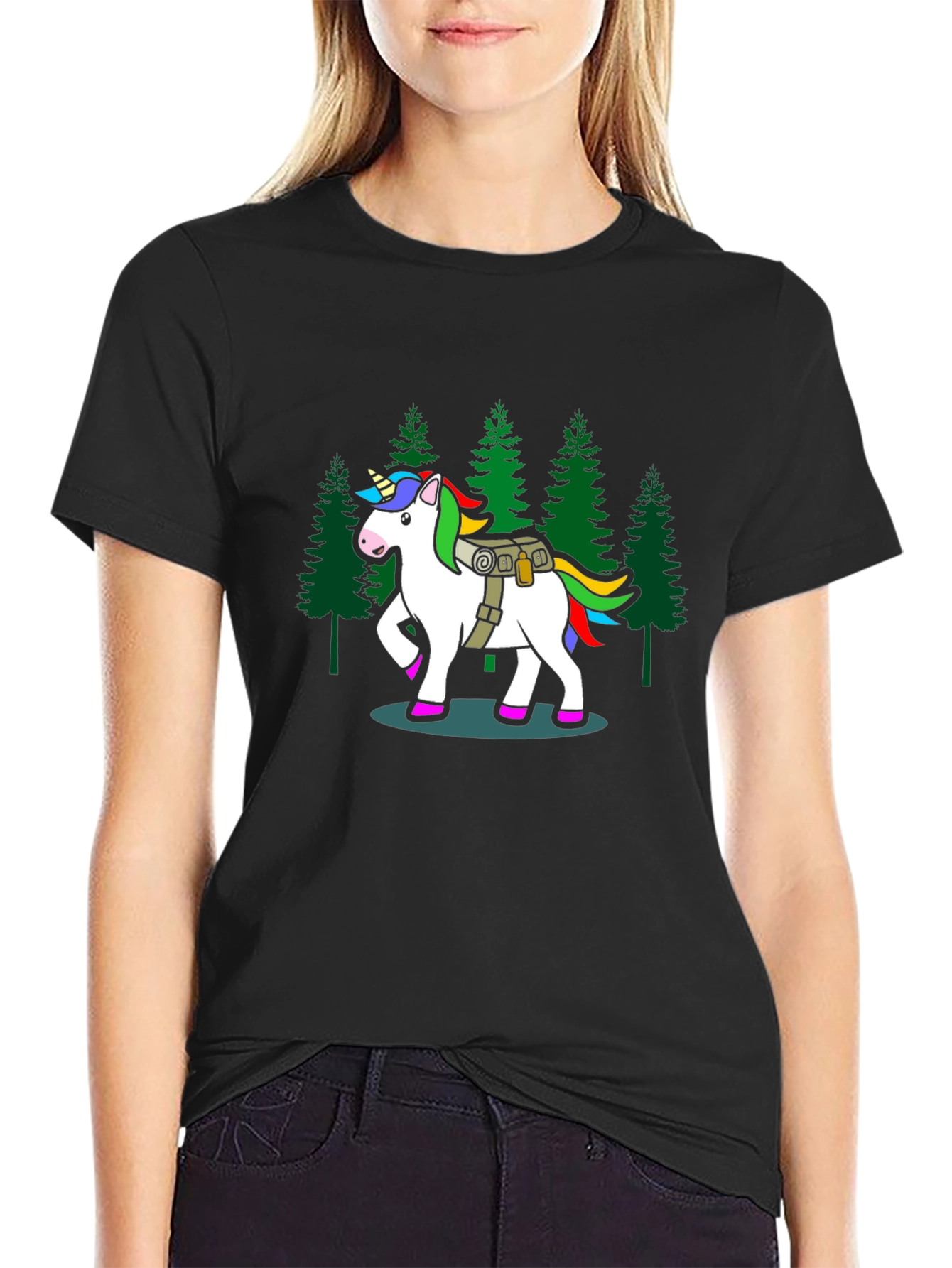 Unicorn Hiker Black T-Shirt