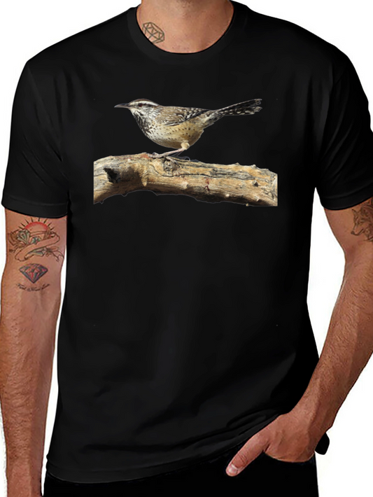 Wren on Branch Graphic Tee - Nature Lovers T-Shirt