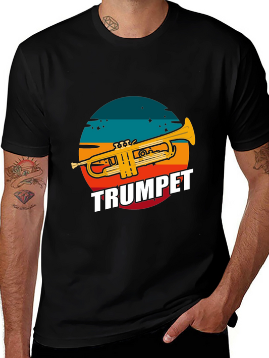 Trumpet Graphic Tee - Retro Sunset Design