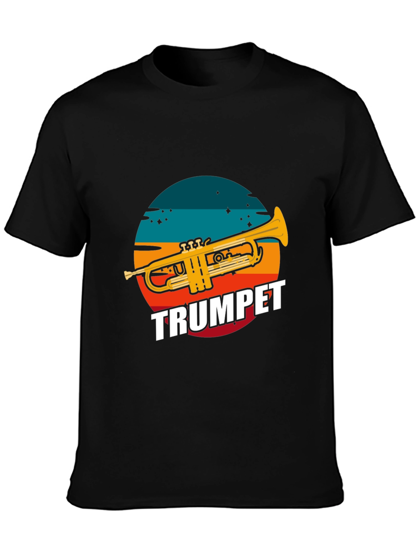 Trumpet Graphic Tee - Retro Sunset Design