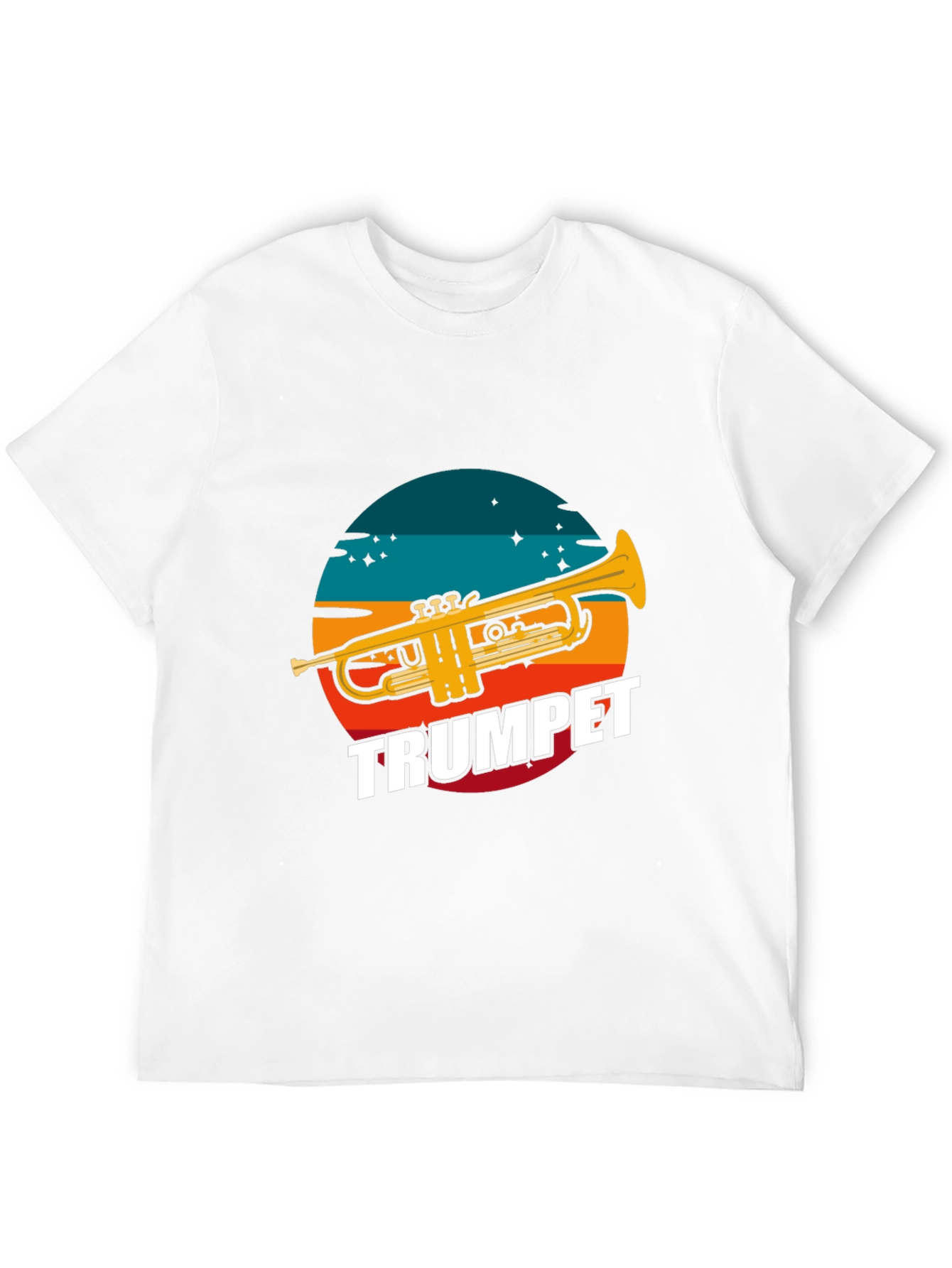Trumpet Graphic Tee - Retro Sunset Design