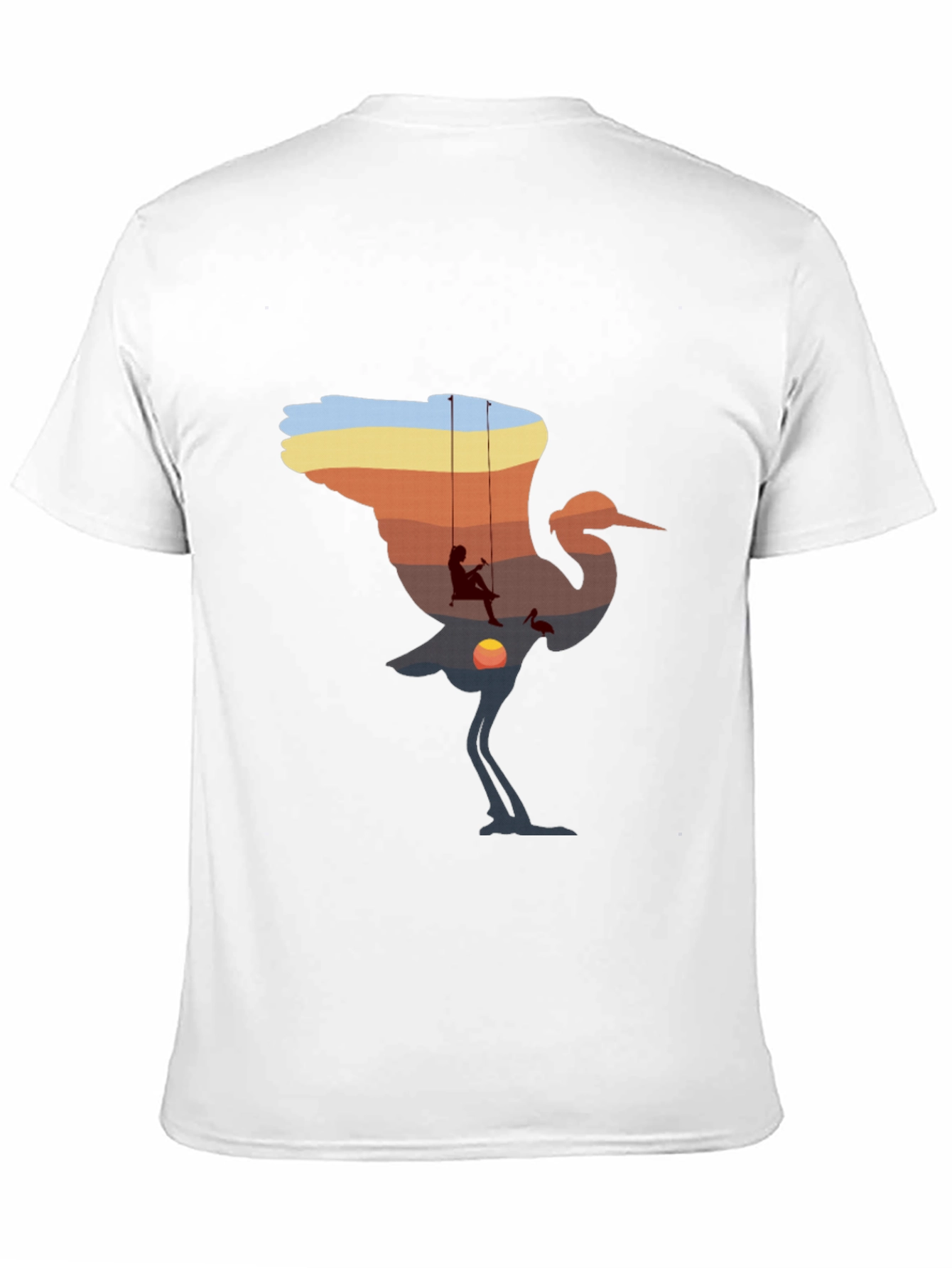 Sunset Crane Silhouette Graphic T-Shirt