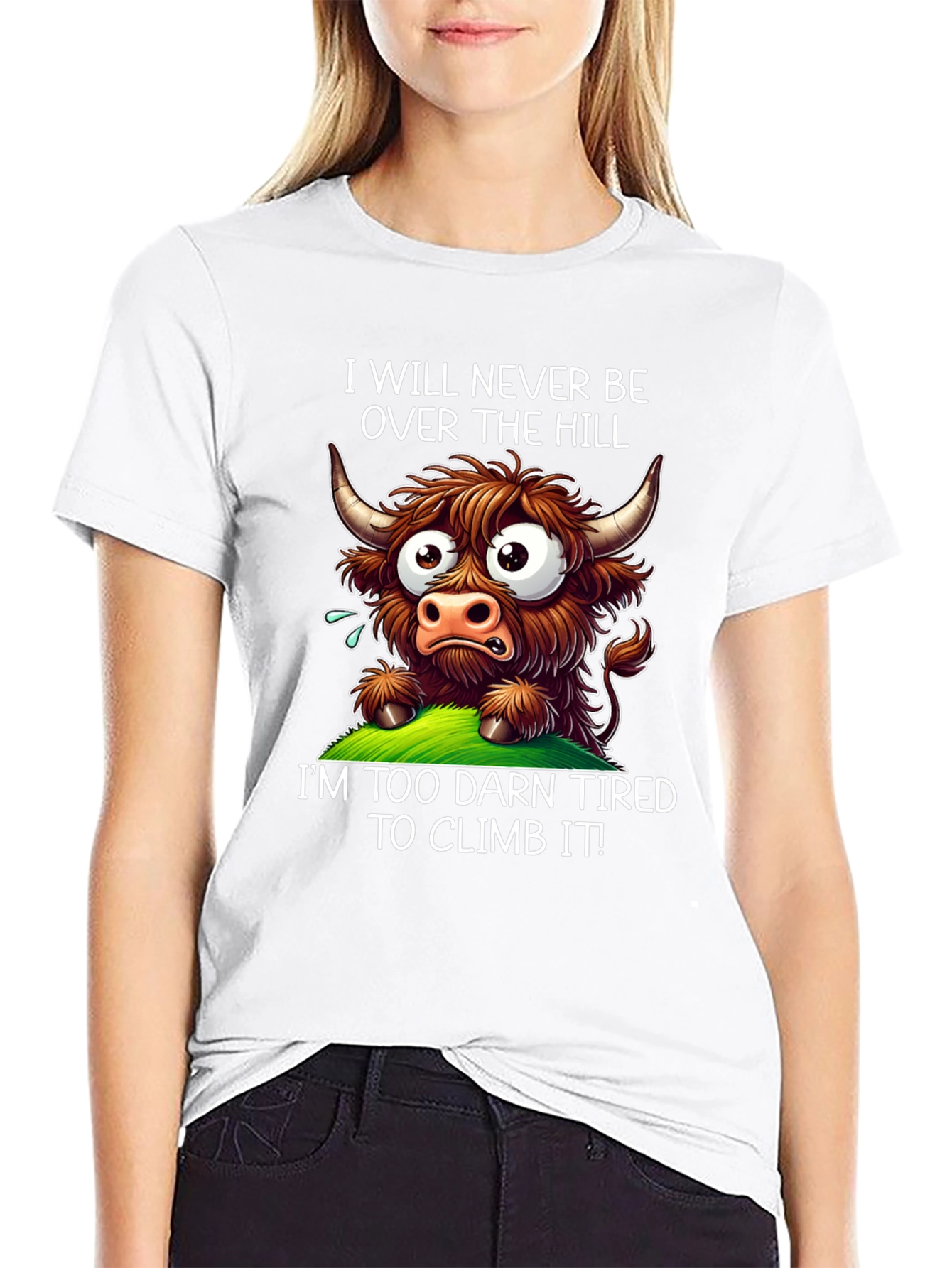 Funny Highland Cow Tired T-Shirt