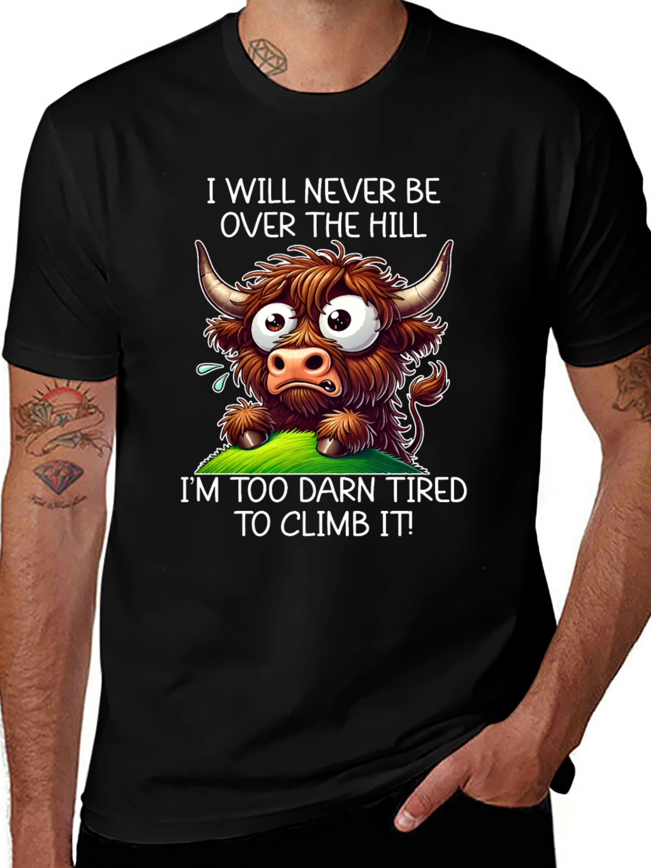 Funny Highland Cow Tired T-Shirt